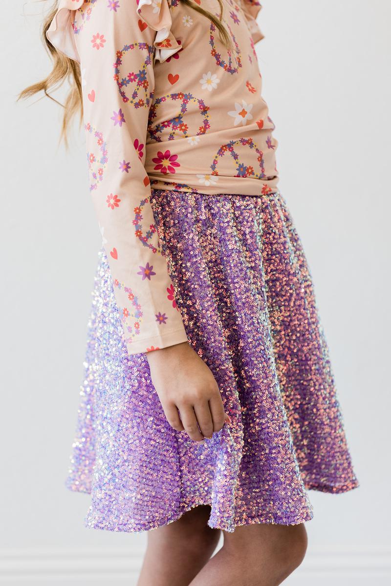 SALE Purple Sequin Twirl Skirt