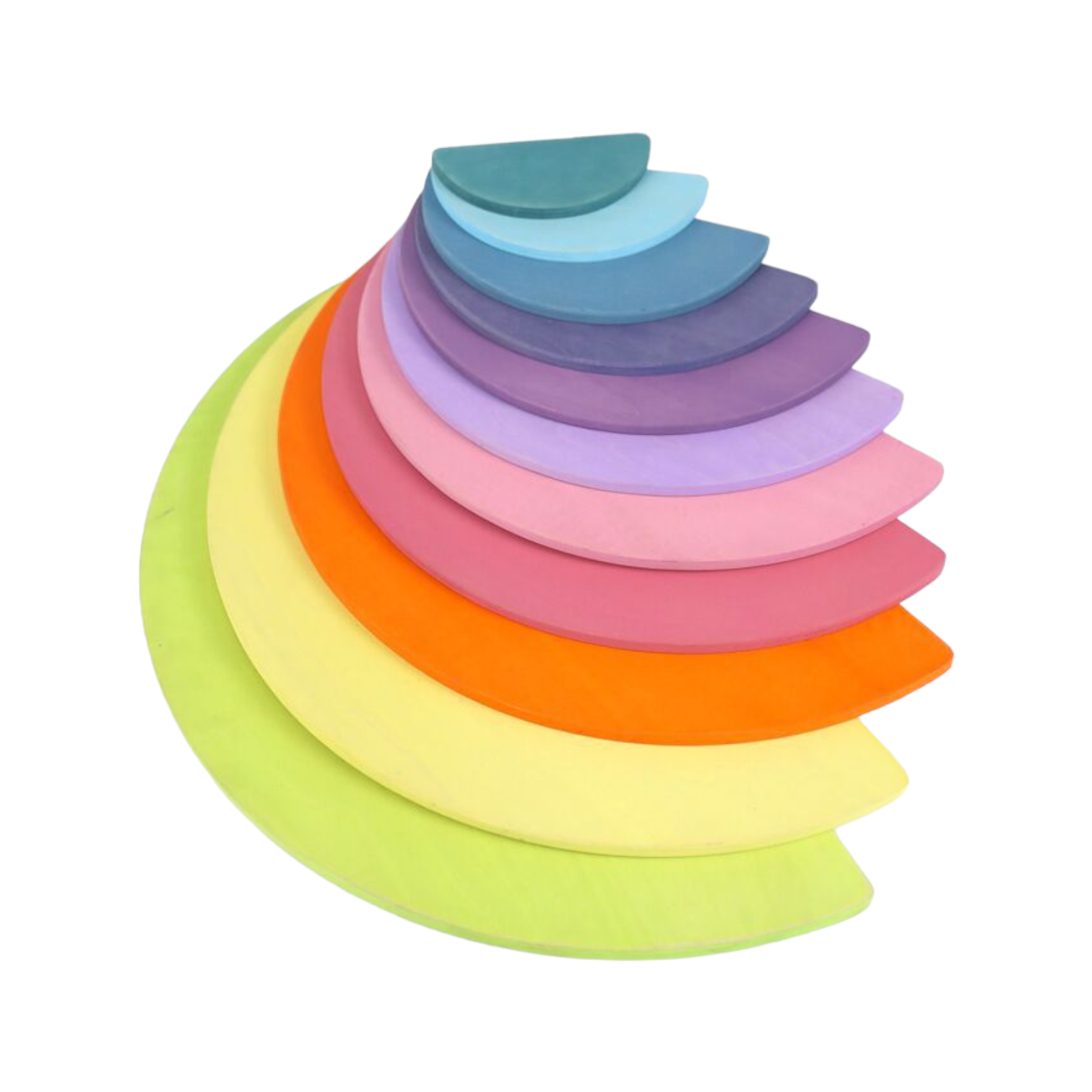 **Pre-order (Ships in 2-3 Weeks)**11 Pcs Large Wooden Rainbow Stacking Semi-Circles – Pastel/Macaron Colors