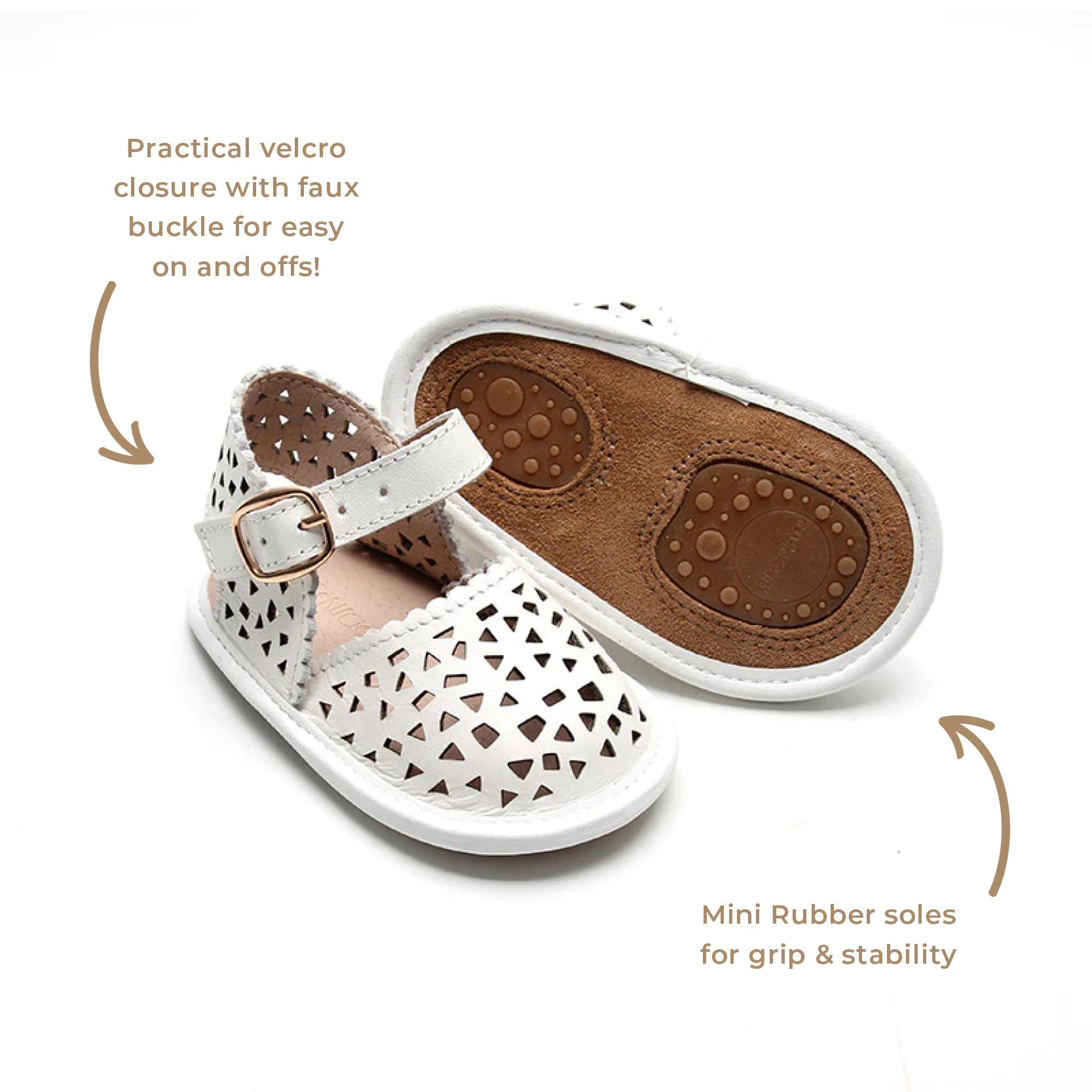 Leather Pocket Sandal | Color 'Cotton' | Soft Sole  Consciously Baby   