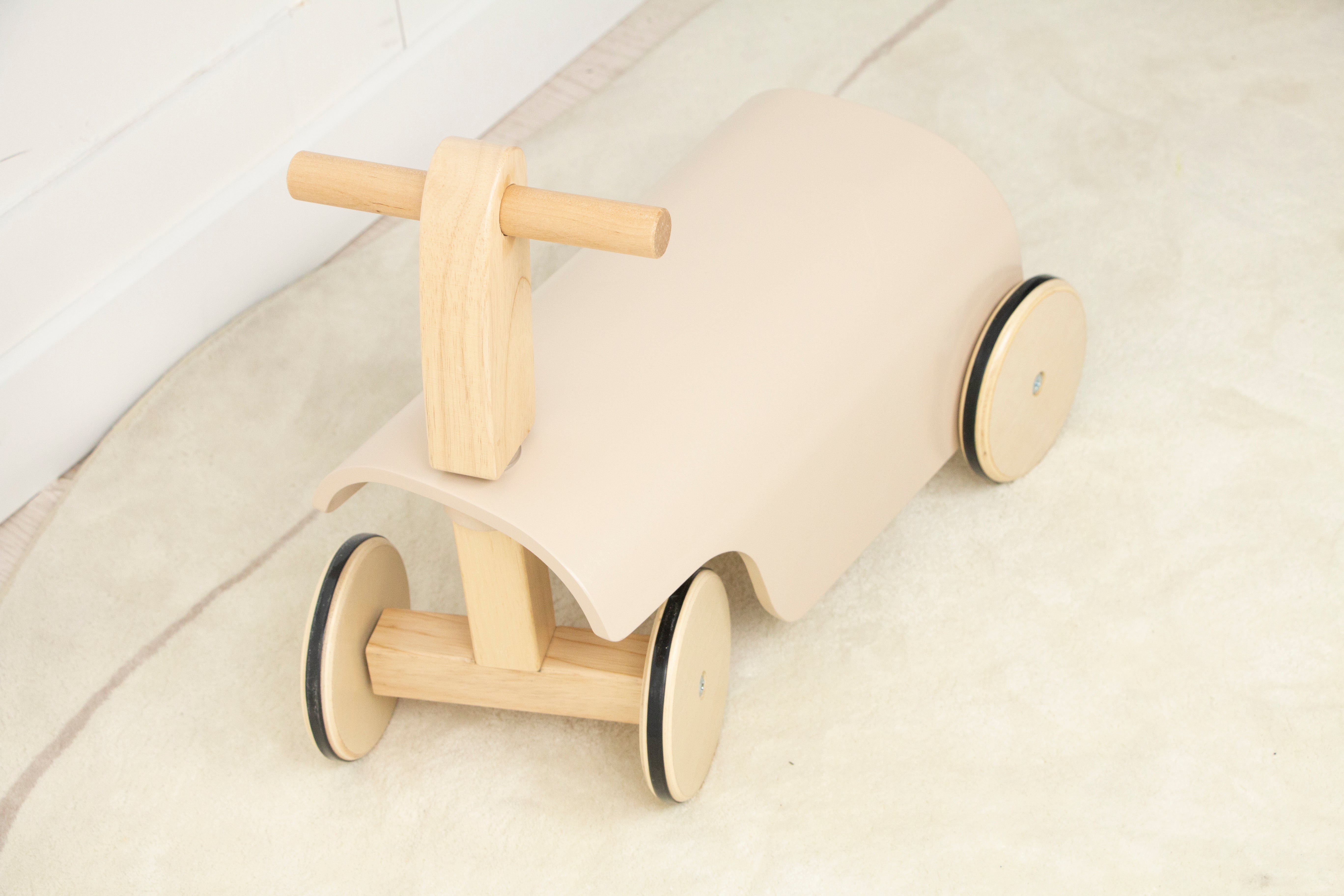 Kids Toddler Wooden Ride-On Toy with Wheels and Walker Indoor Avenlur.com Blush  