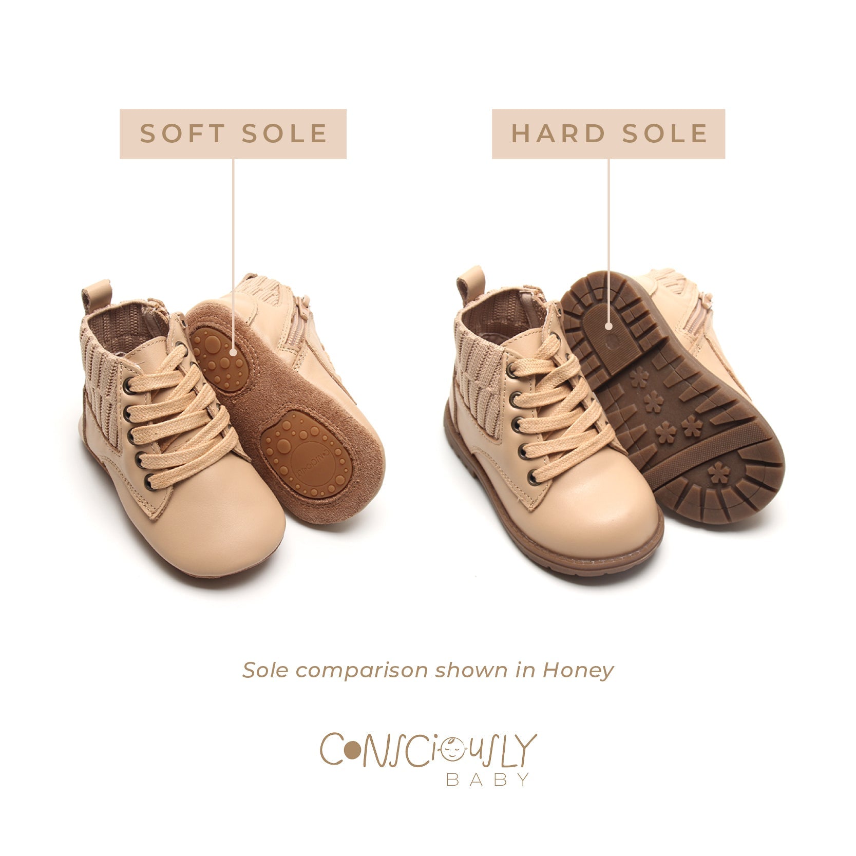 Leather Knit Combat Boot | Color 'Honey'  Consciously Baby   