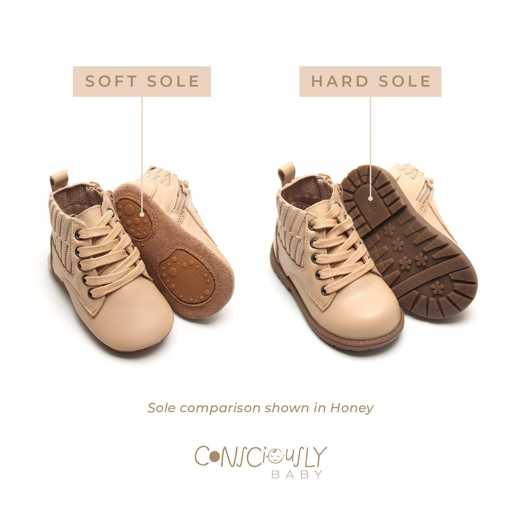 Leather Knit Combat Boot | Color 'Tan'  Consciously Baby   