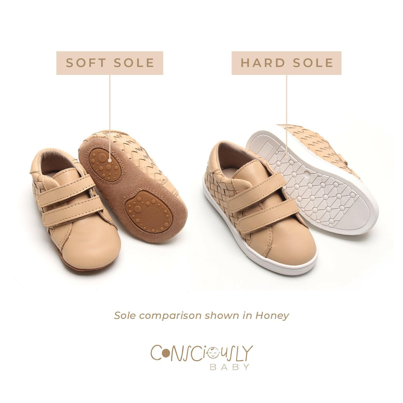 Leather Woven Sneaker | Color 'Honey'  Consciously Baby   