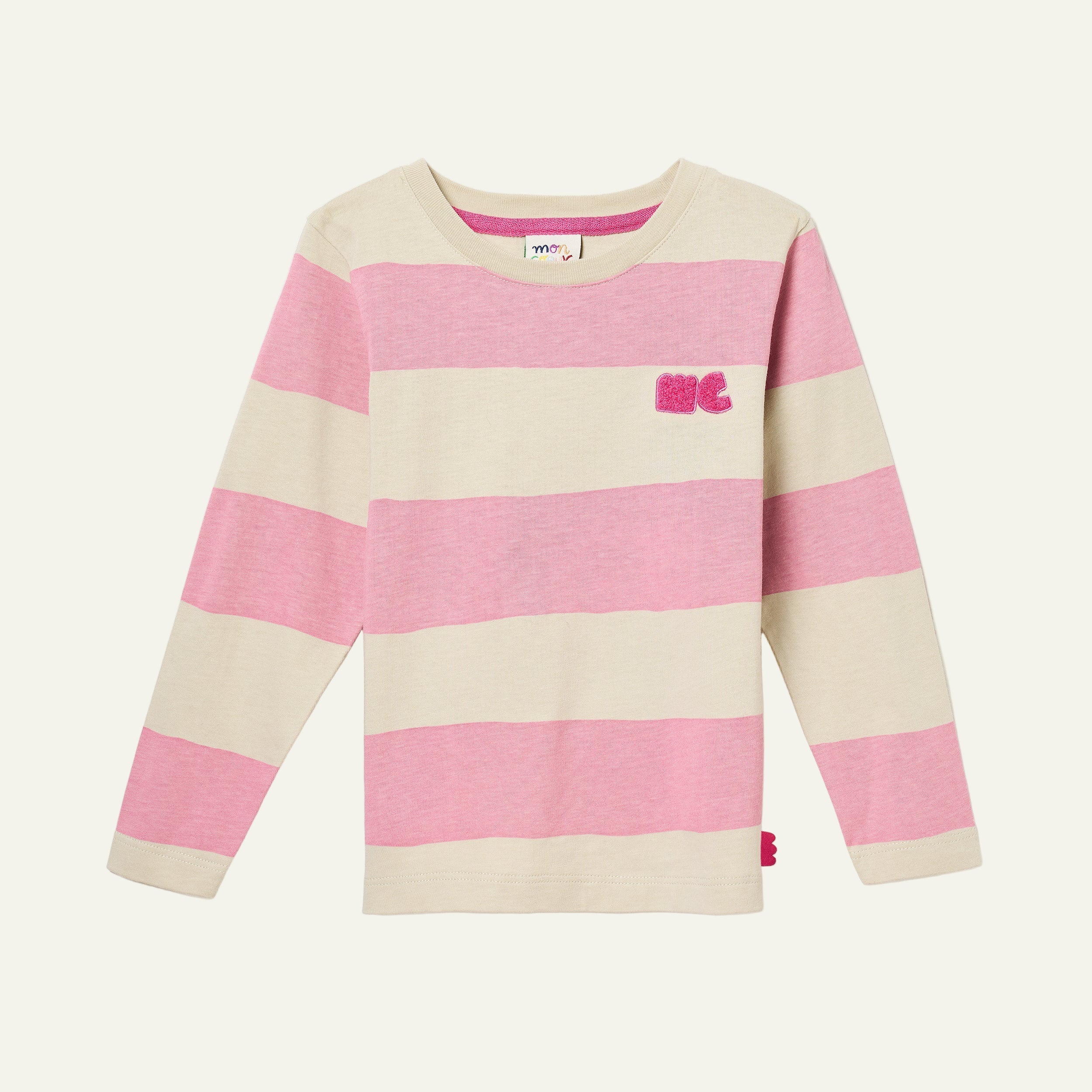 Recycled Cotton Pink Rugby Stripe T-Shirt