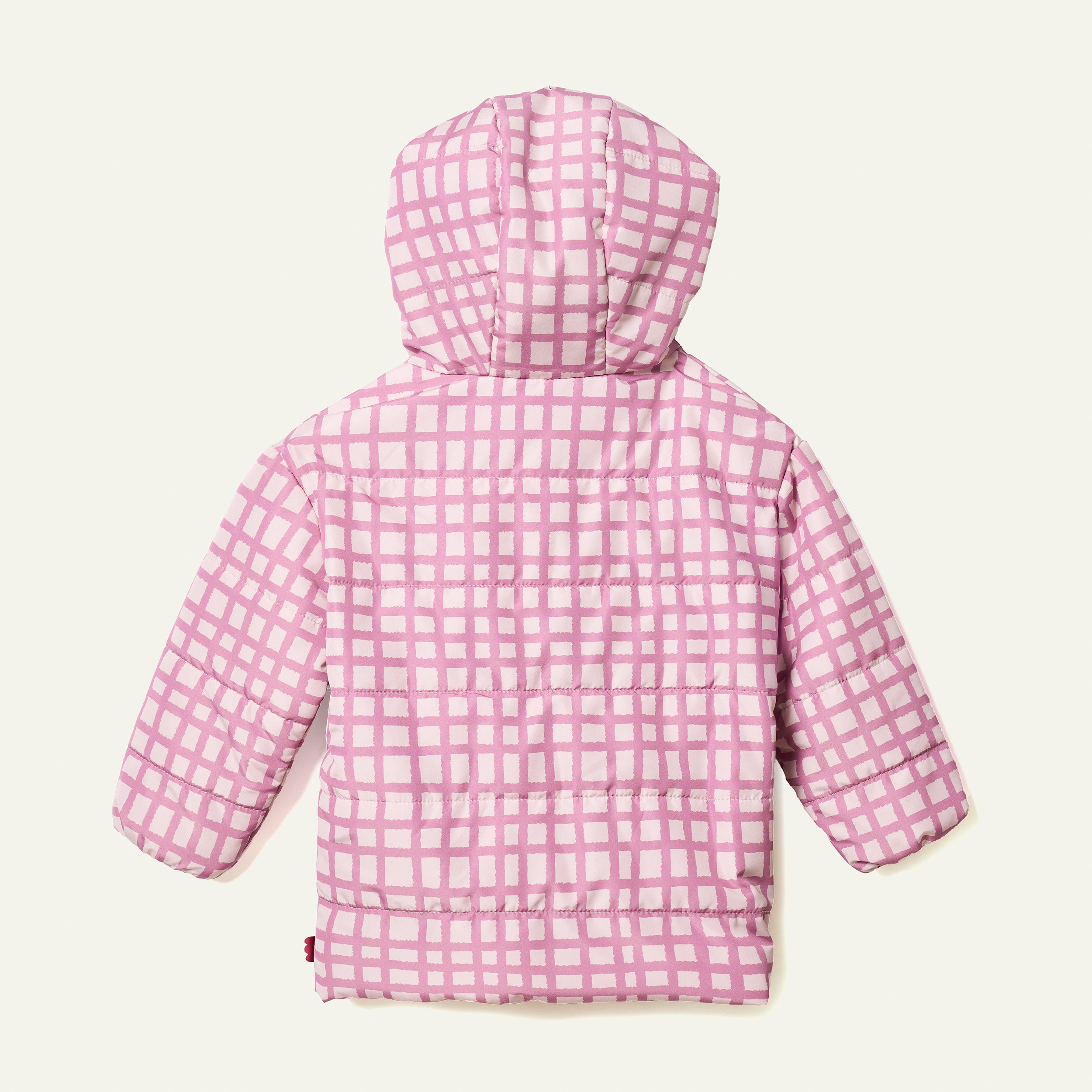 Recycled Nylon Pink Grid Puffer