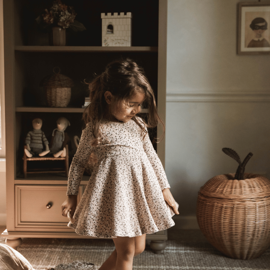 The Printed Long Sleeve Dress -  Adelyn