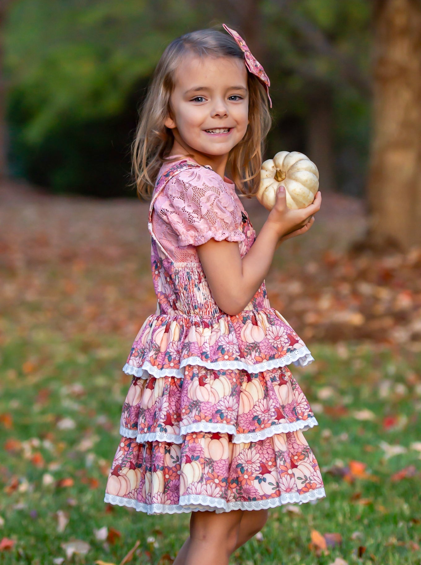 Harvest Blossom Overalls Dress