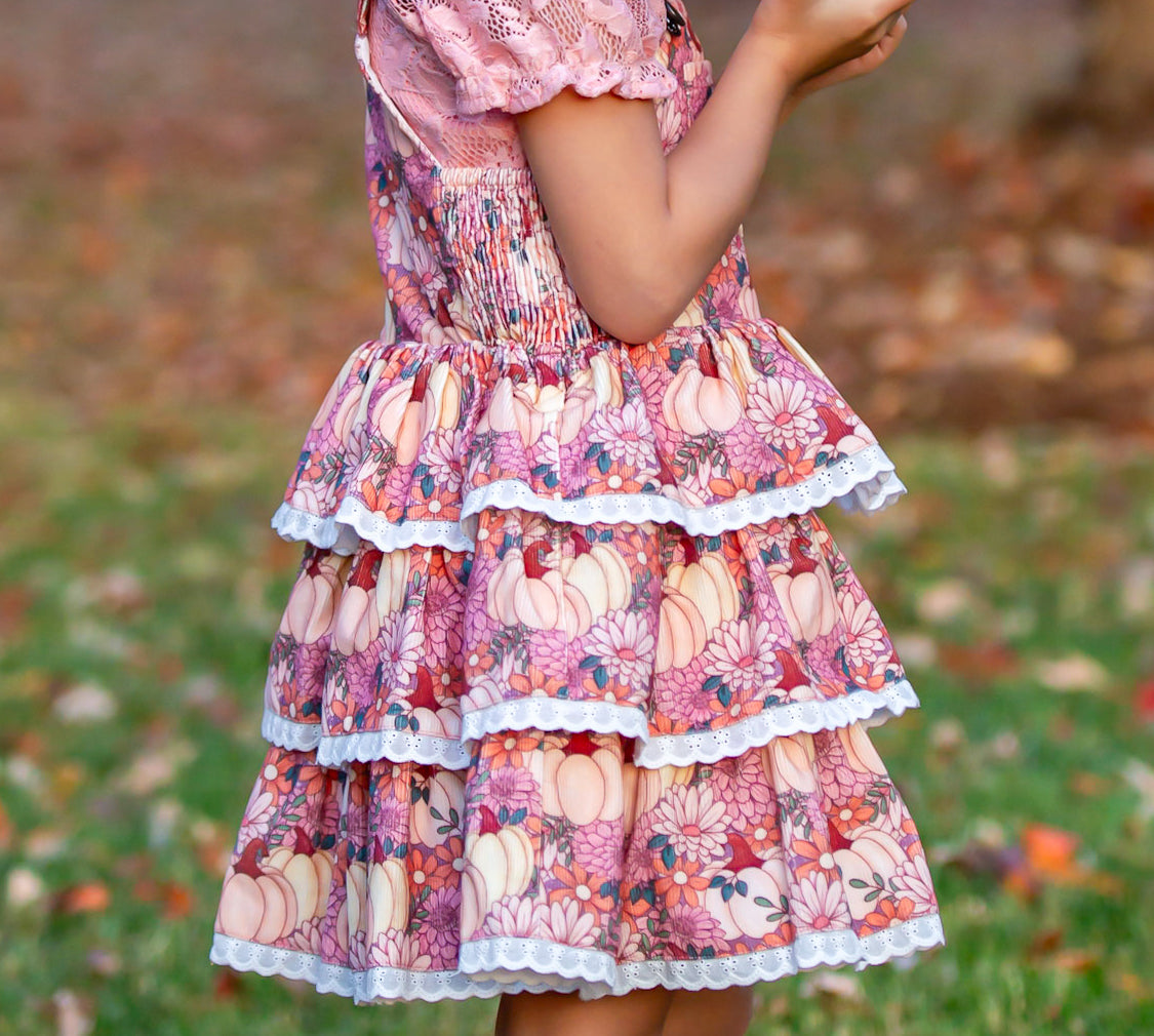 Harvest Blossom Overalls Dress