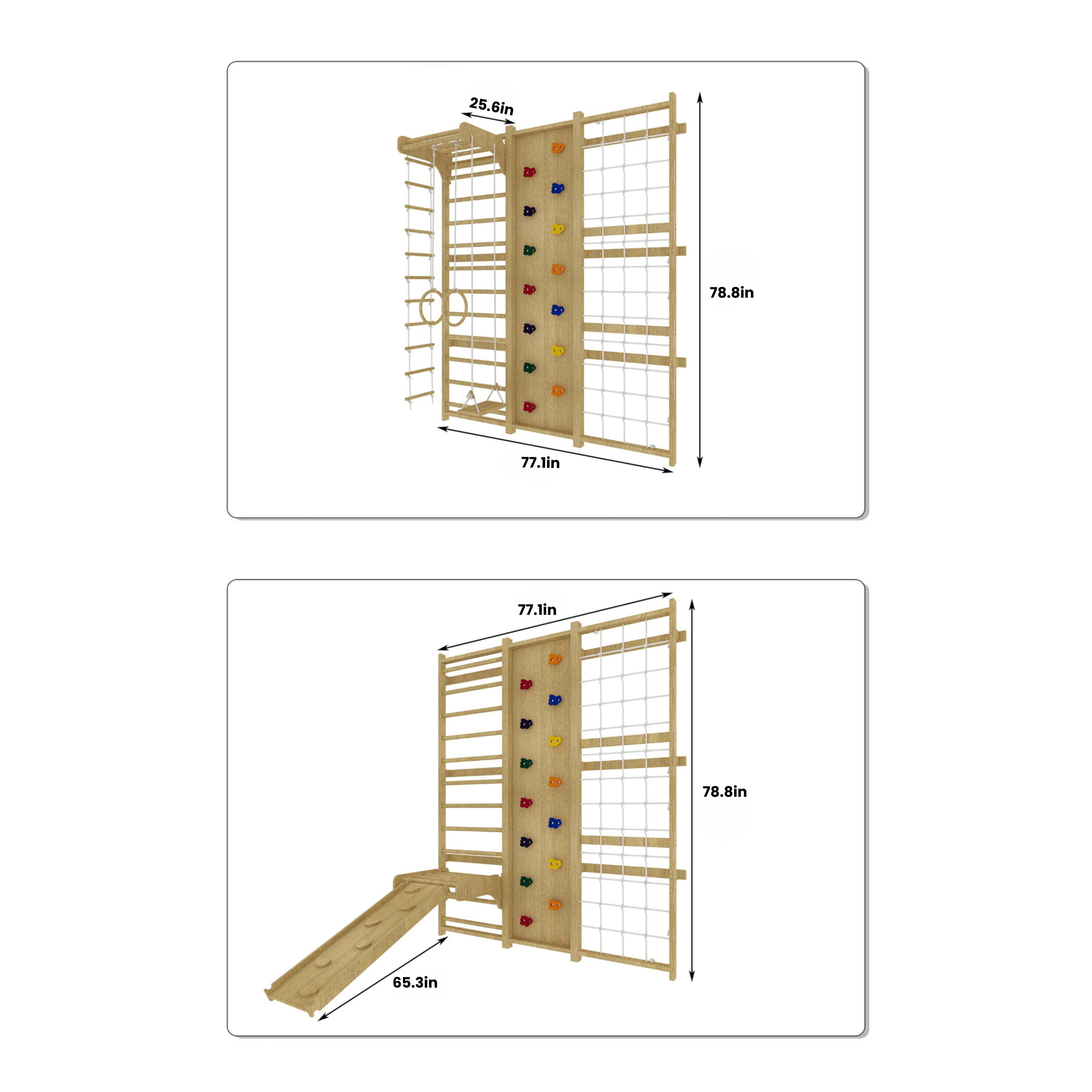 Walnut - 9-in-1 Swedish Ladder Wall Gym and Climber Indoor Avenlur.com   