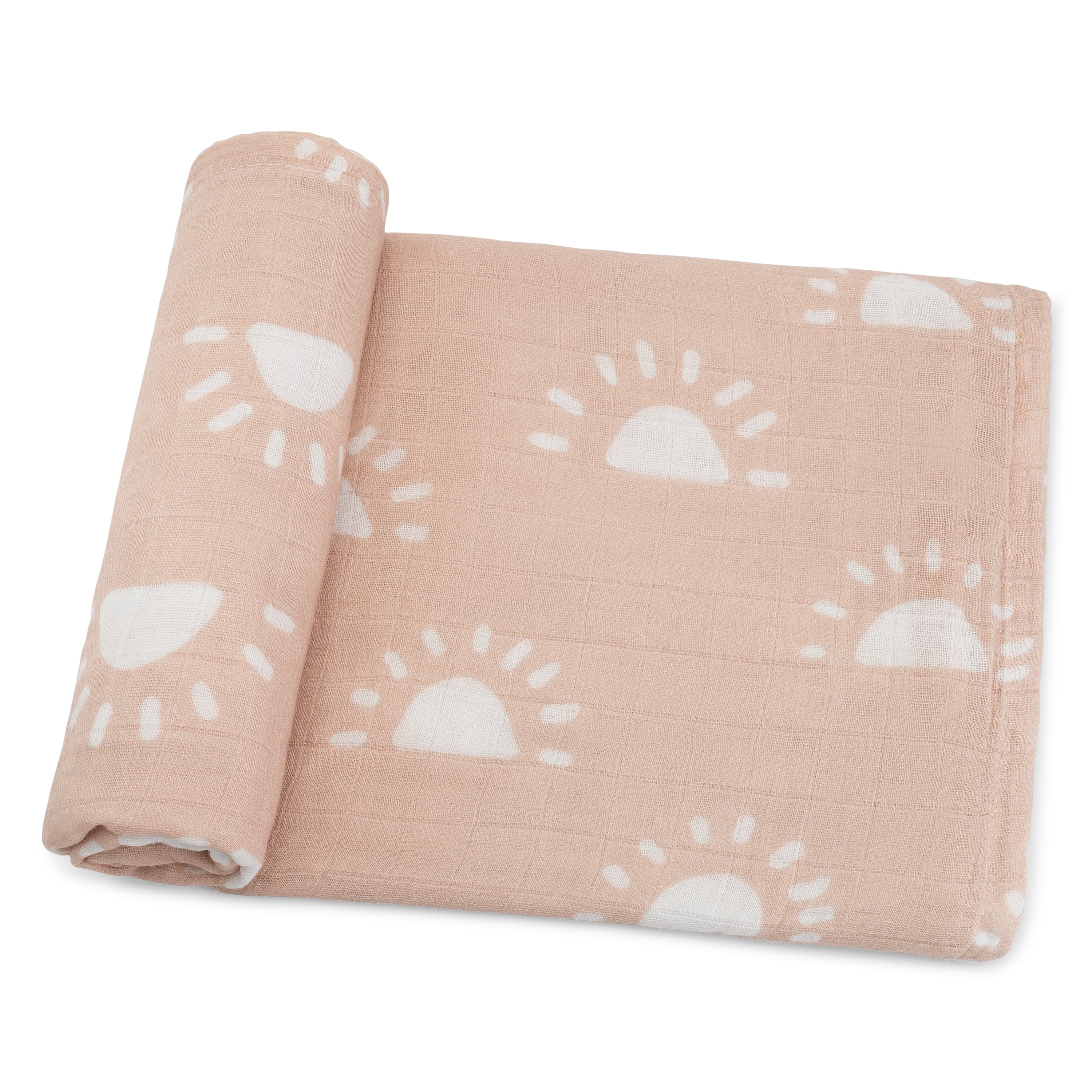 Muslin Swaddle Blanket, 1 Pack by Comfy Cubs - Blush Sun