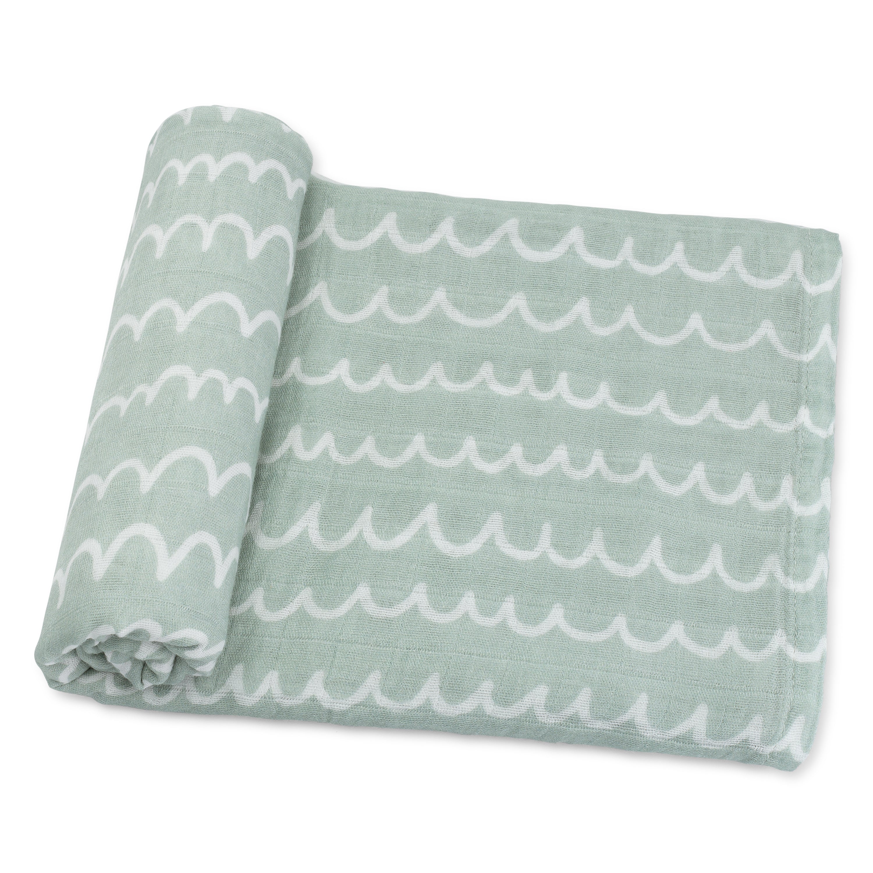 Muslin Swaddle Blanket, 1 Pack by Comfy Cubs - Green Doodle