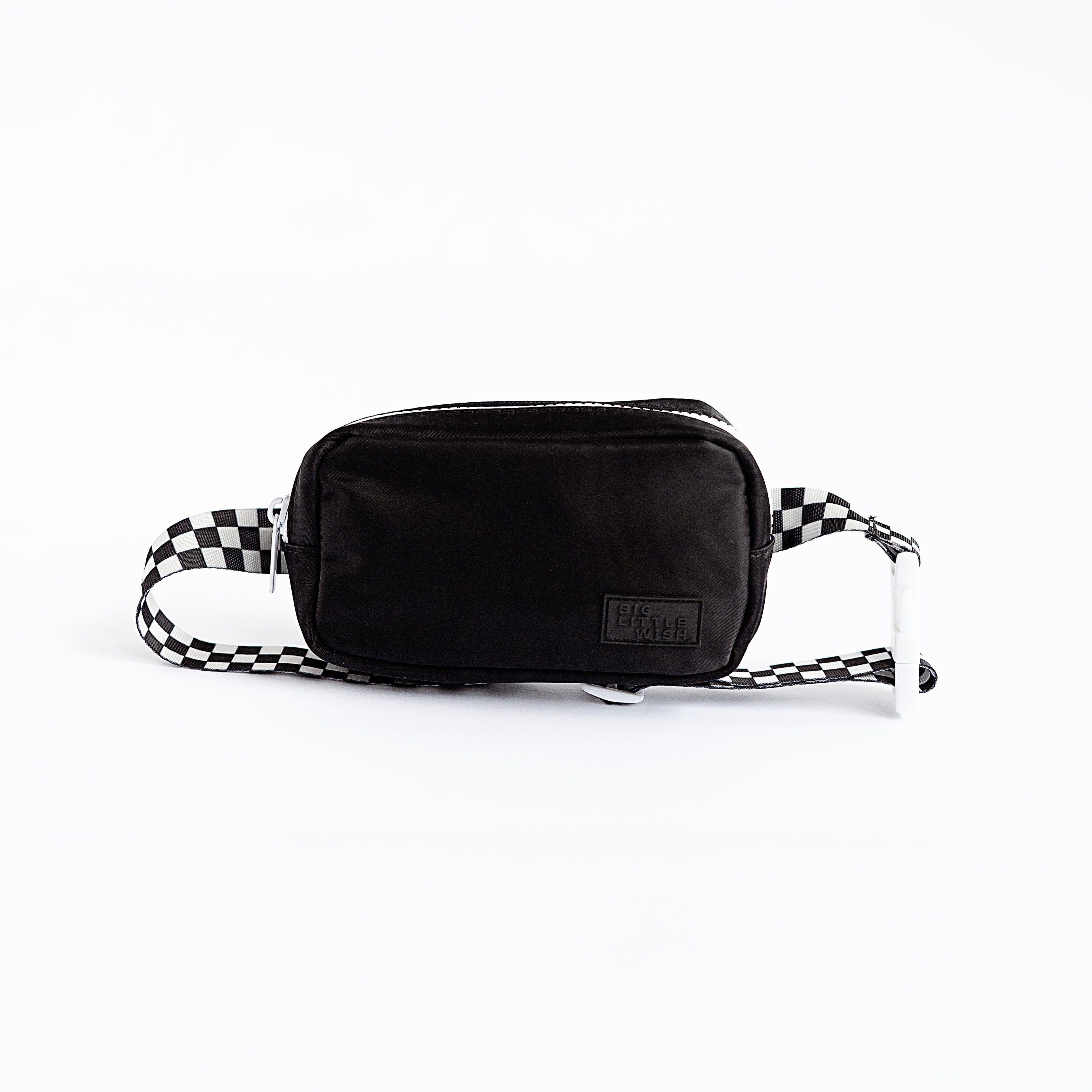Check Strap Black Belt Bag