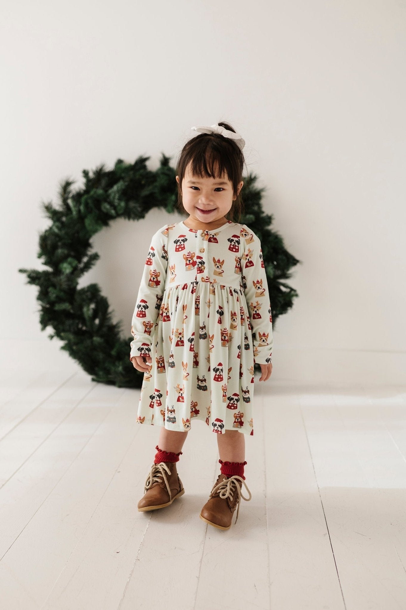 Girl's Long Sleeve Henley Dress