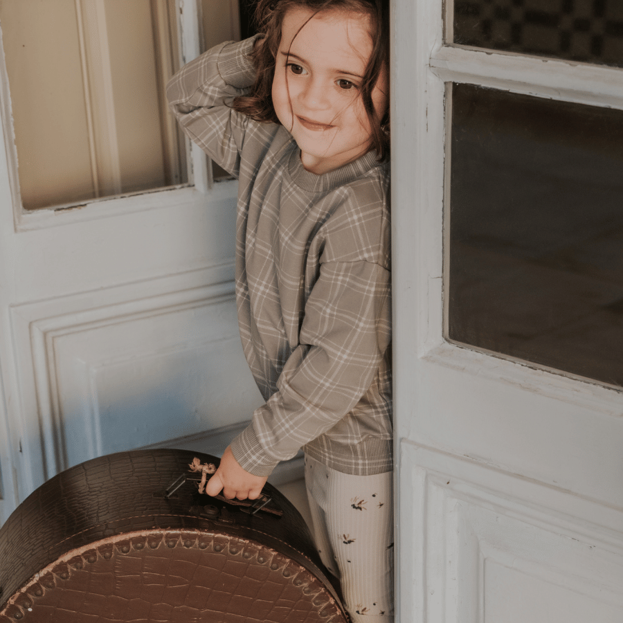 The Printed Sweatshirt - Taupe Check