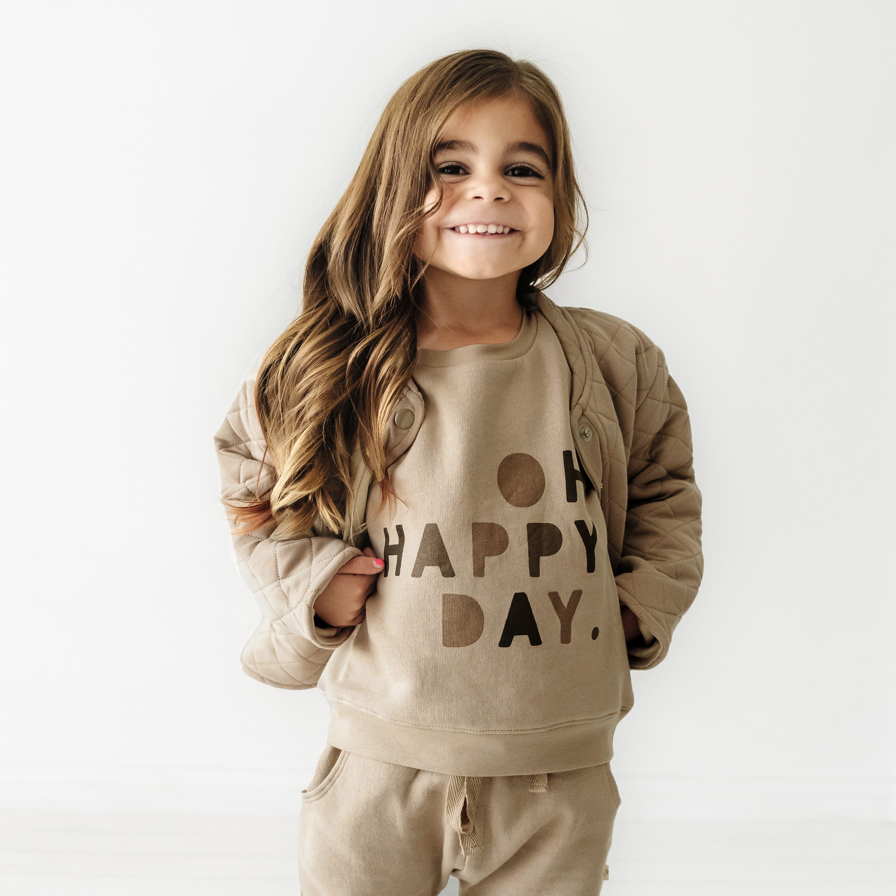 Organic Kids Sweatshirt - Happy Day Sweatshirt Makemake Organics   