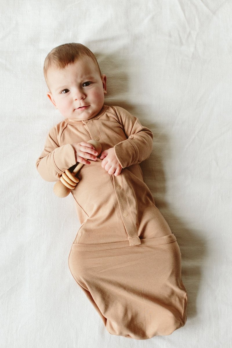 24 HOUR CONVERTIBLE GOWN | SANDSTONE — Bamboo Organic Cotton Blend, Preemie–6M