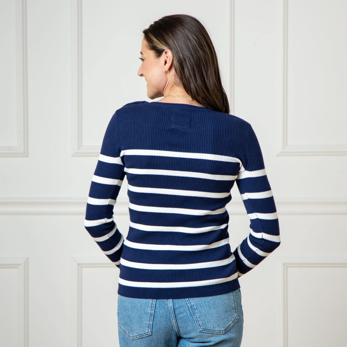 Crew Neck Button Sweater