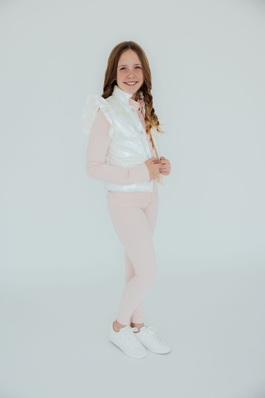 White Checker Puffer Vest
