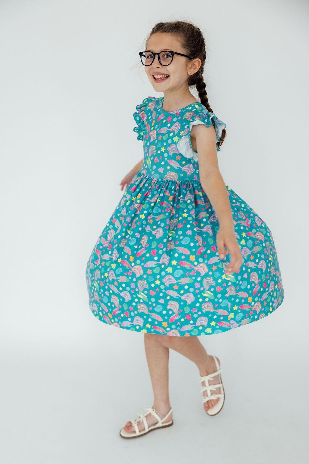SALE Betta Blooms Flutter Sleeve Twirl Dress