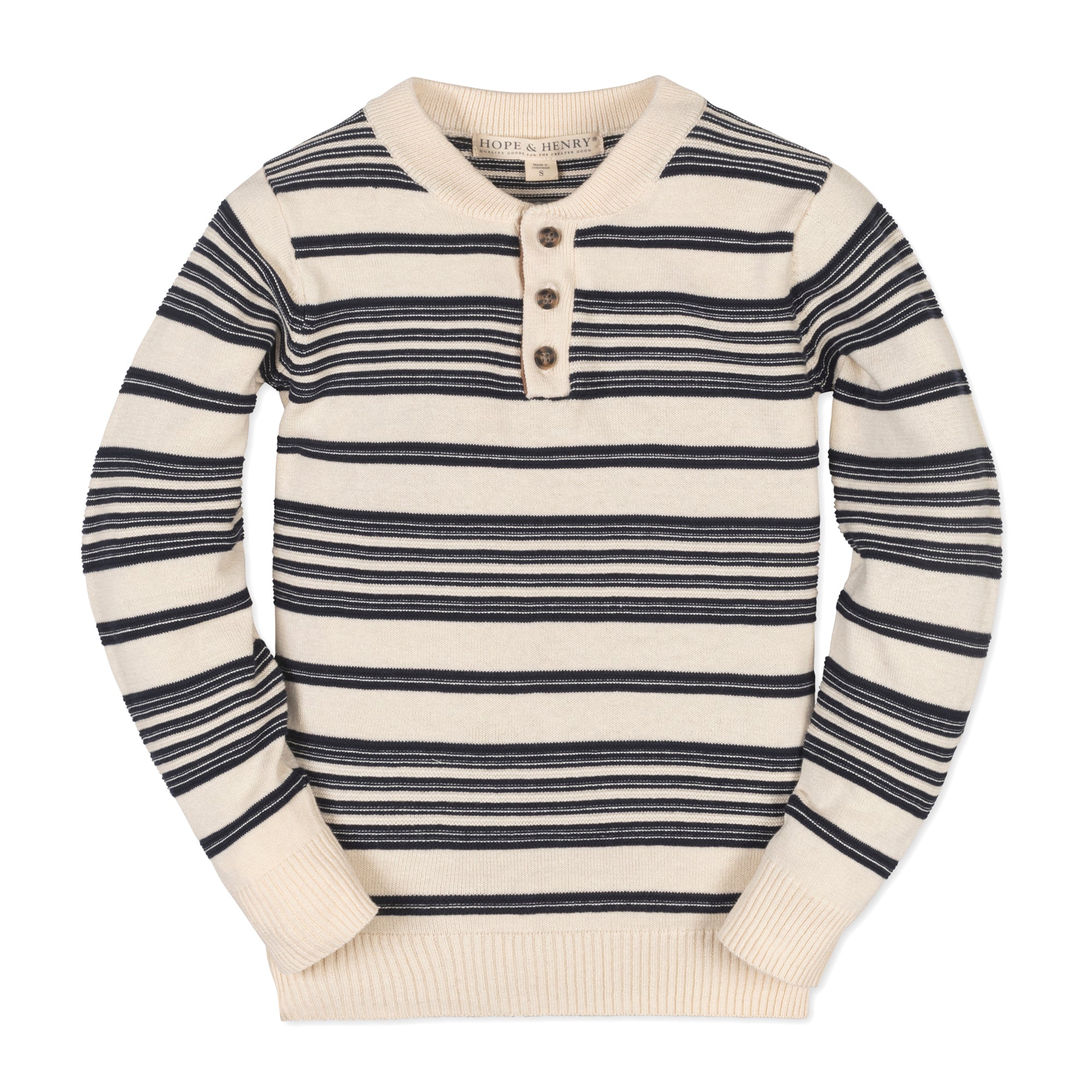 Organic Sweater Henley with Elbow Patches