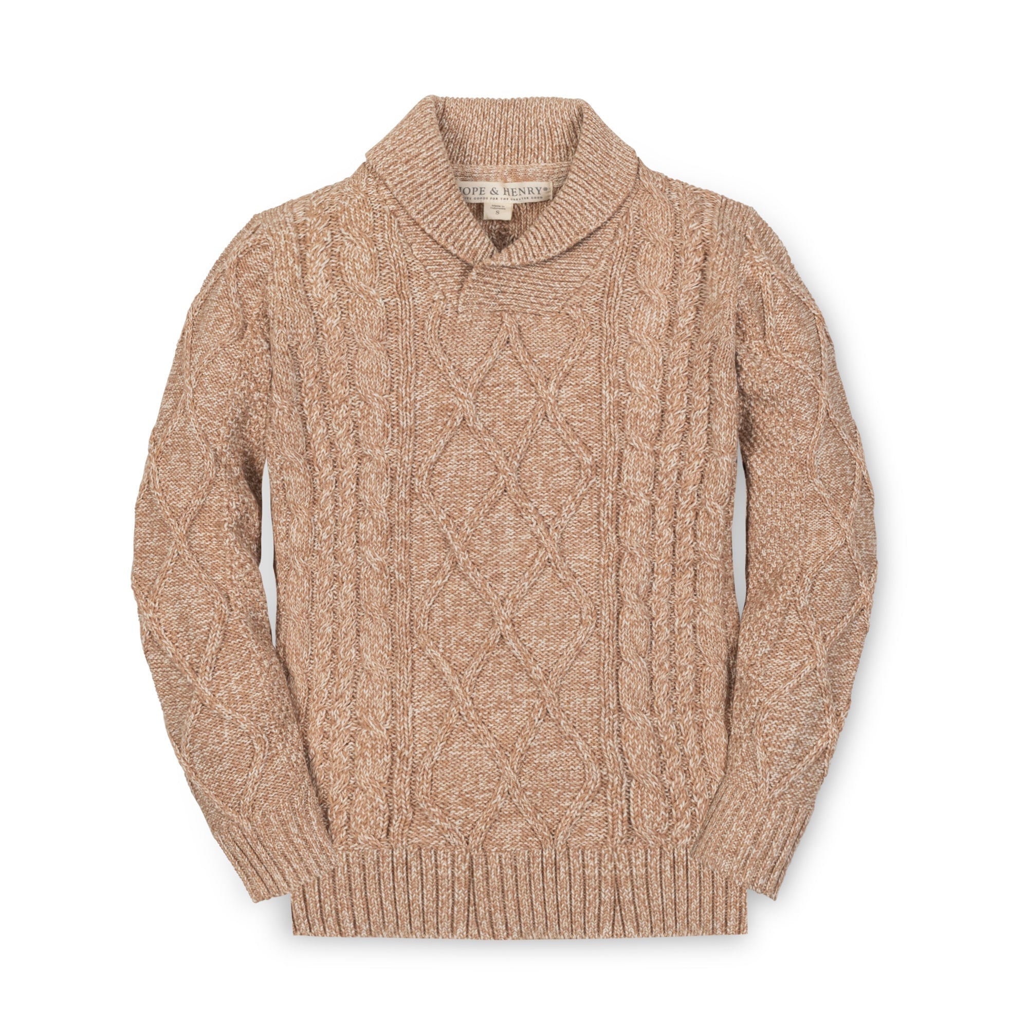 Organic Shawl Collar Cable Sweater