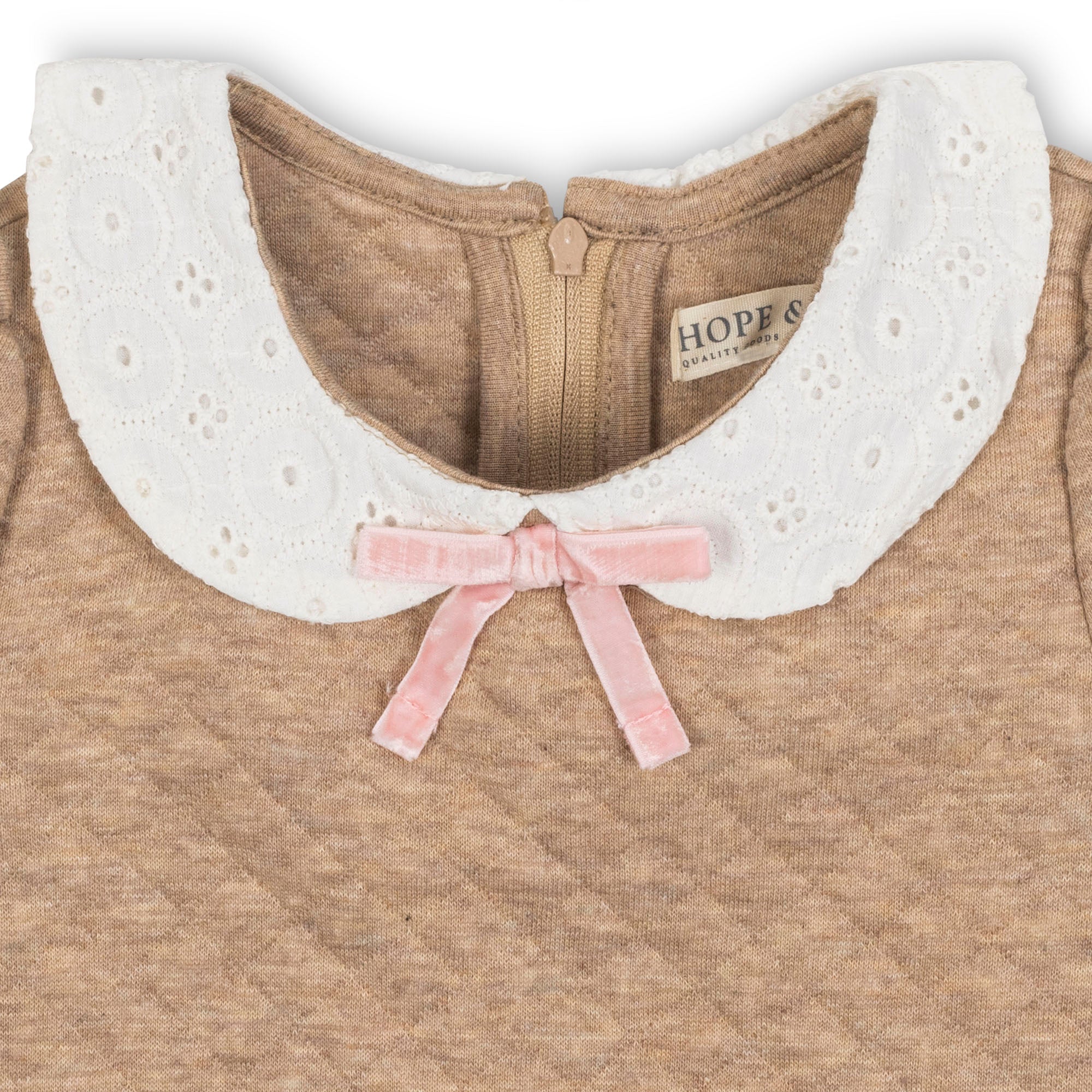 Quilted Dress with Eyelet Collar