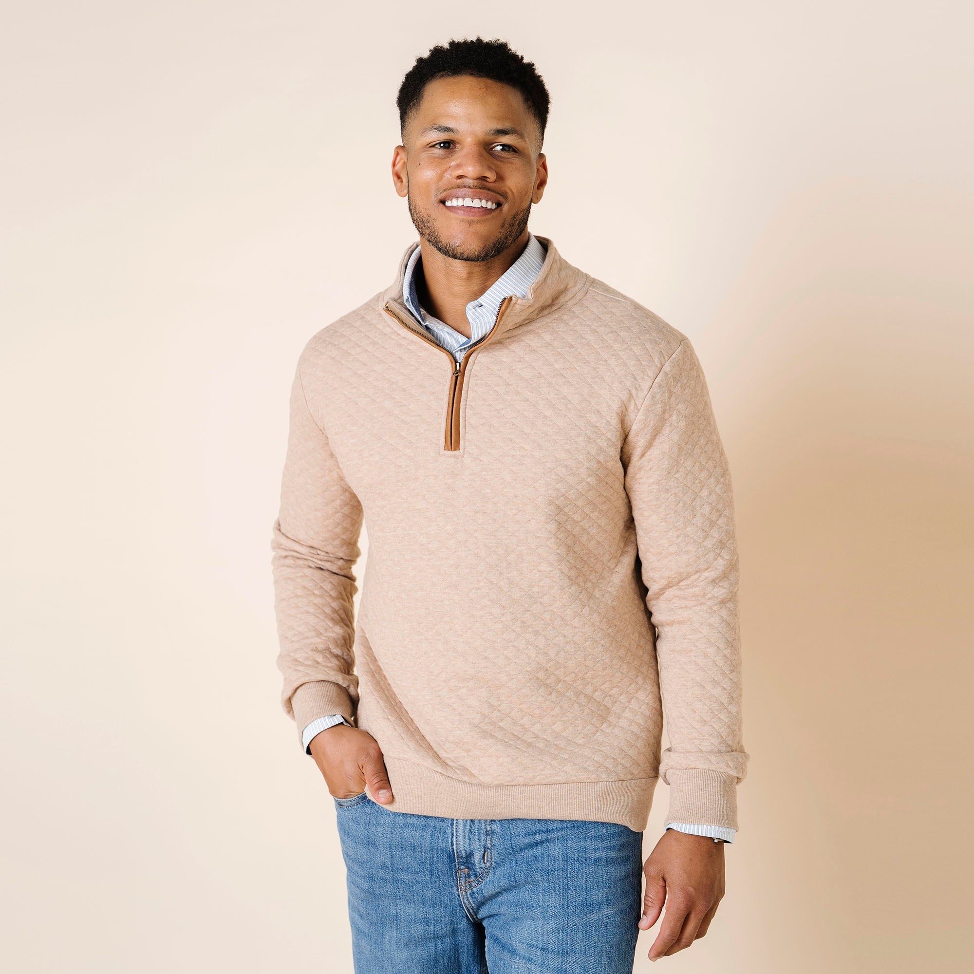 Quilted Half Zip Pullover