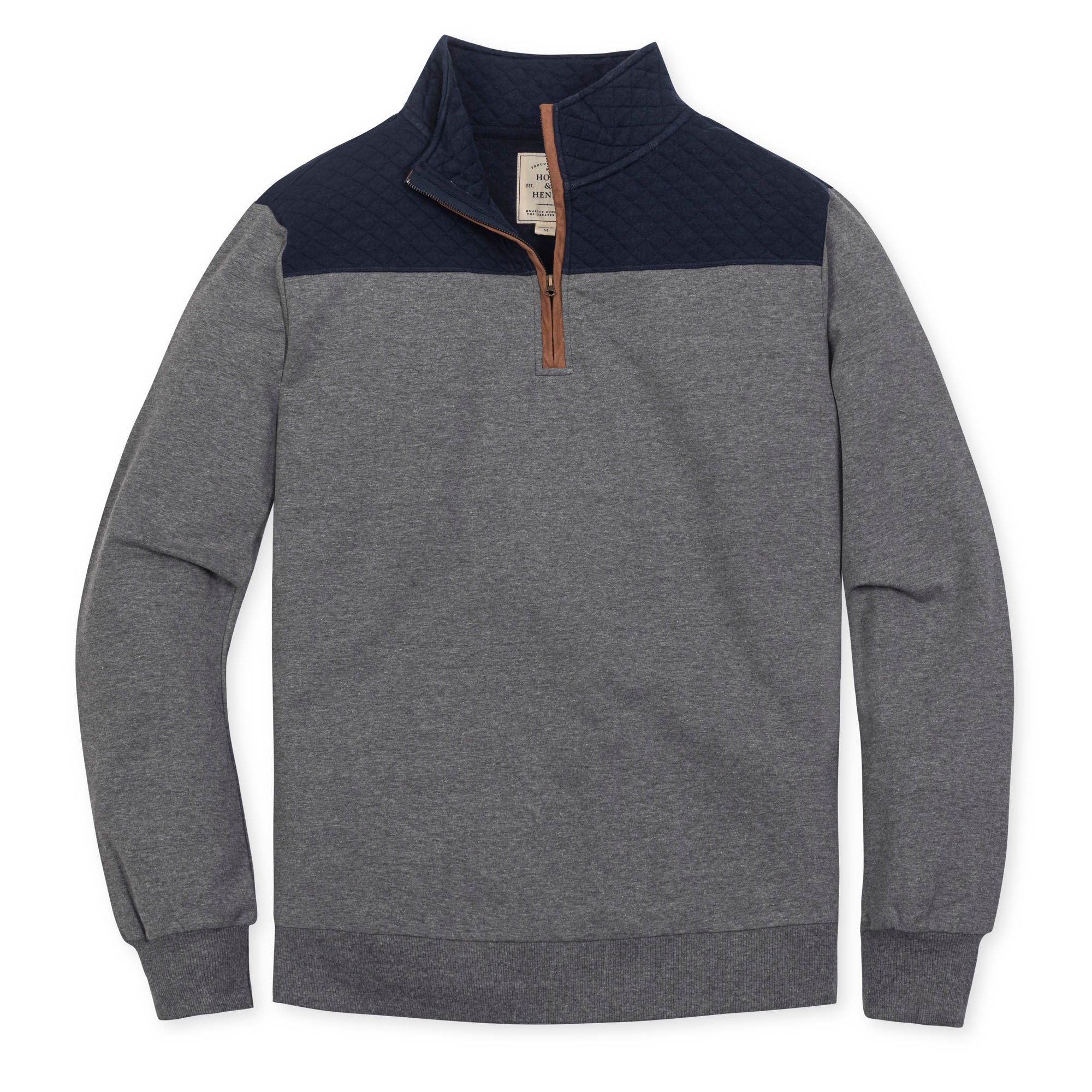 Organic French Terry Half Zip with Quilted Yoke