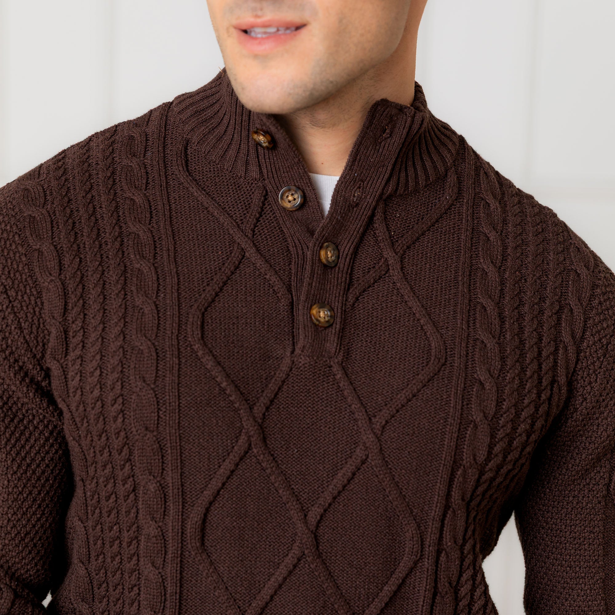 Organic Mock Neck Cable Sweater