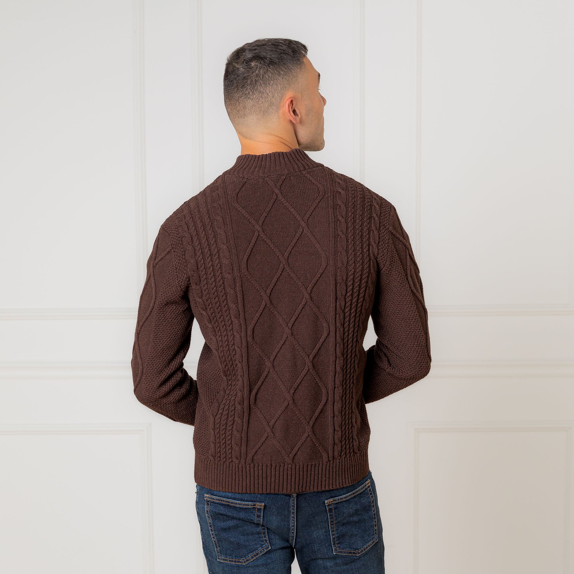 Organic Mock Neck Cable Sweater