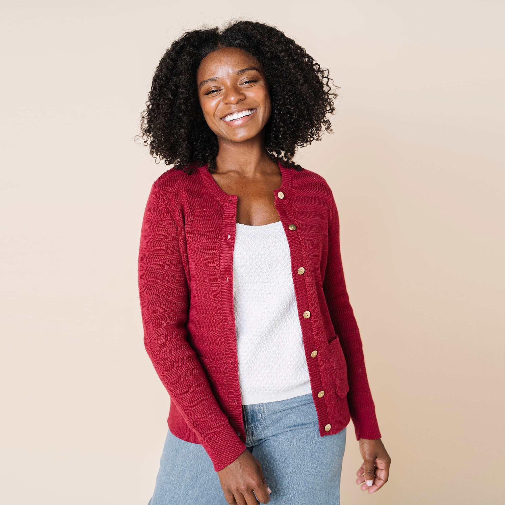Organic Chevron Stitch Cardigan