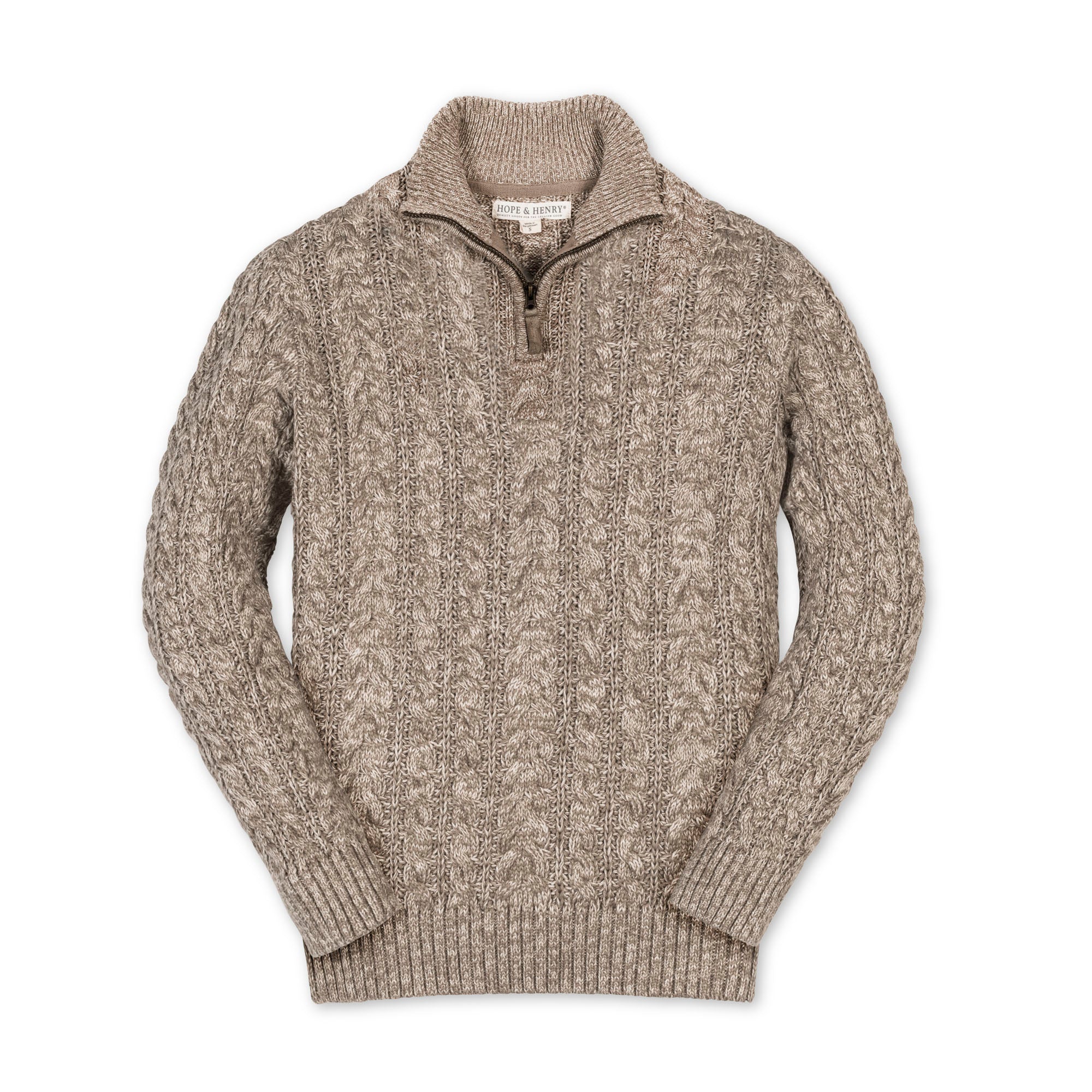 Organic Half Zip Cable Sweater