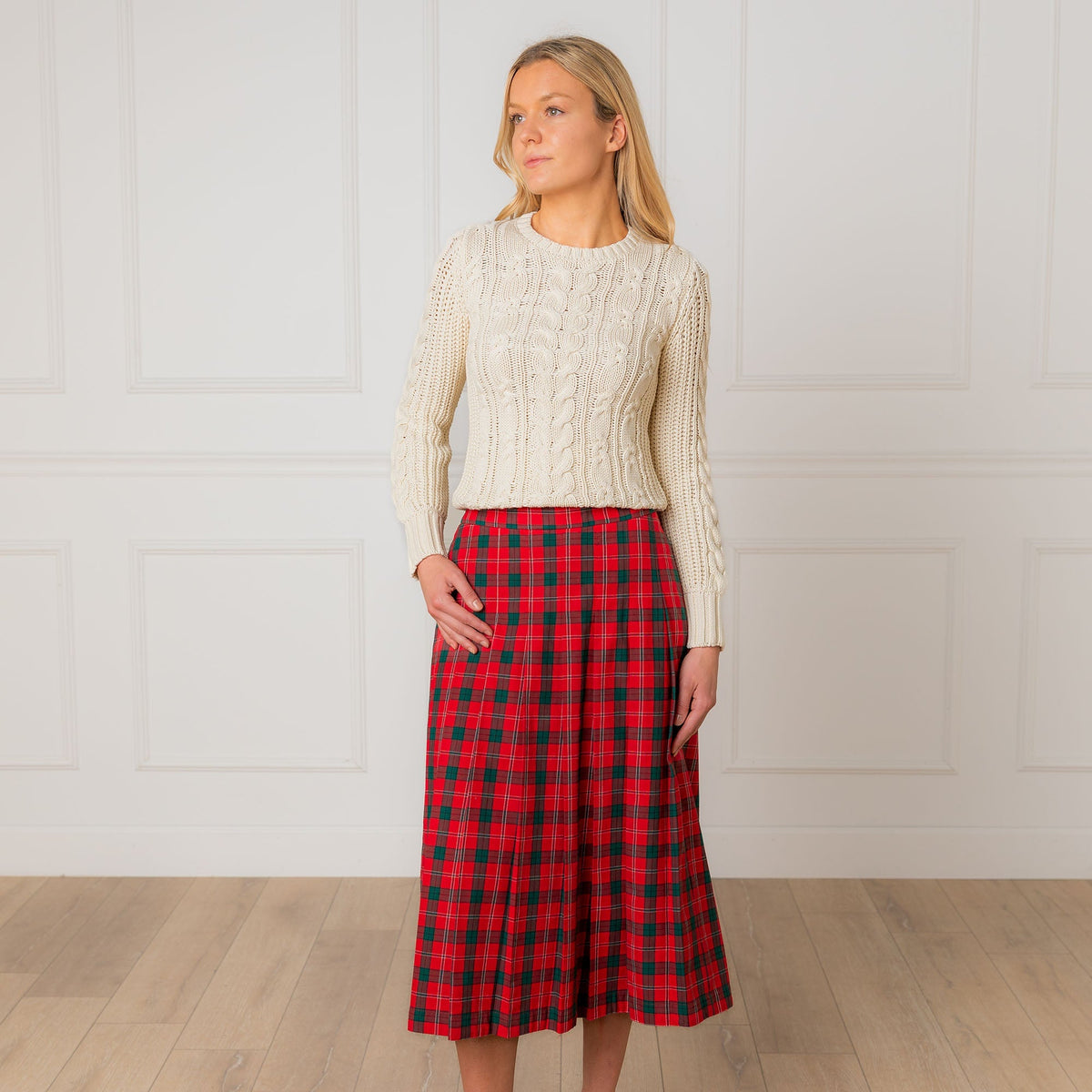 Organic Pleated Midi Skirt