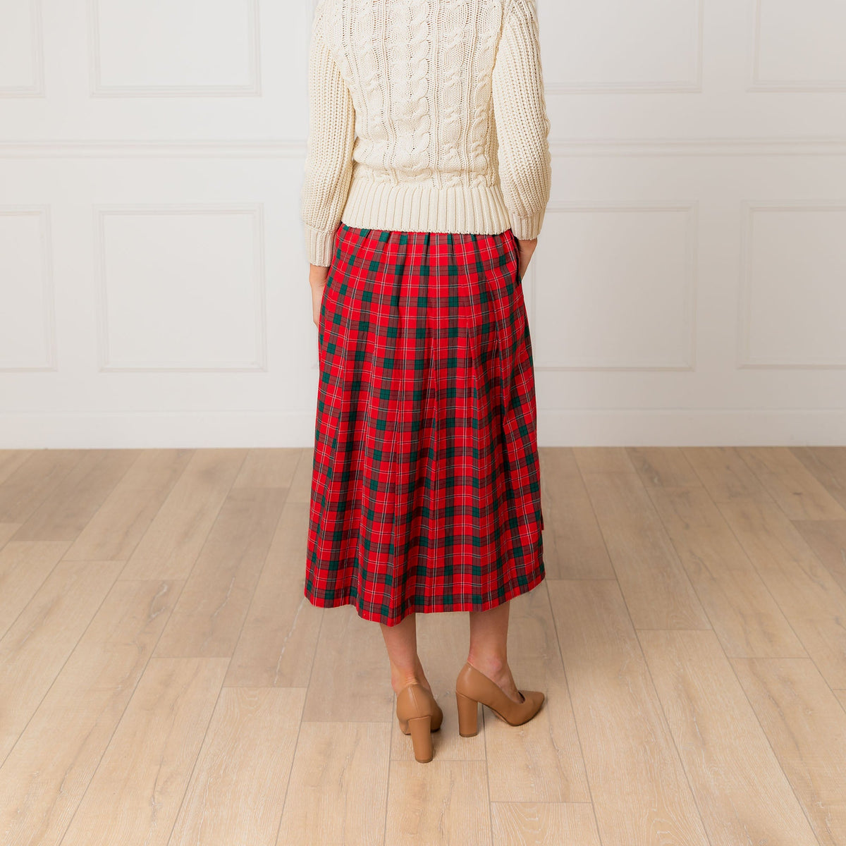 Organic Pleated Midi Skirt