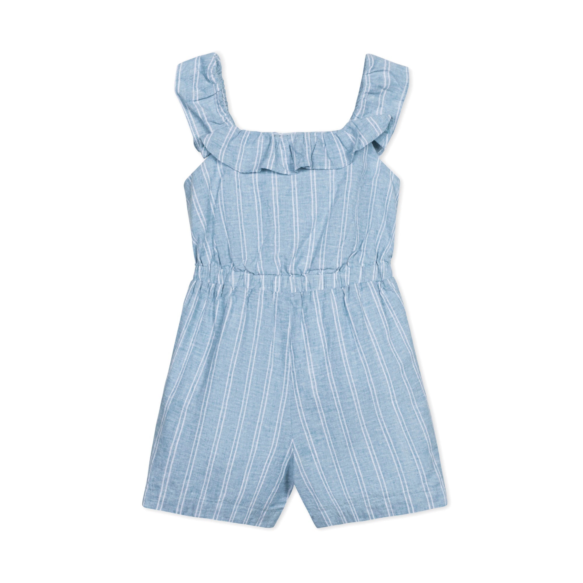 Linen Ruffle Collar Romper