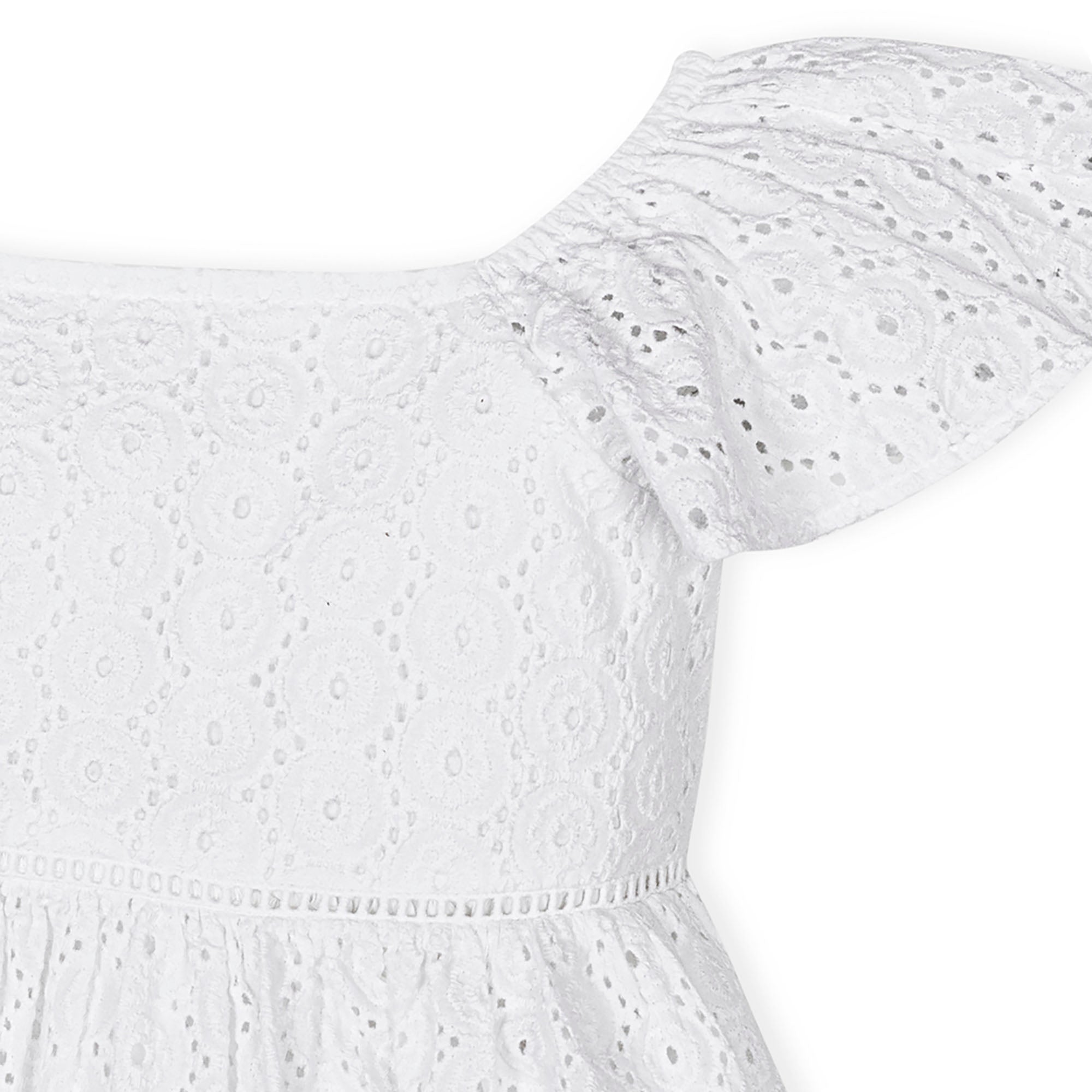 Organic Flutter Sleeve Eyelet Dress