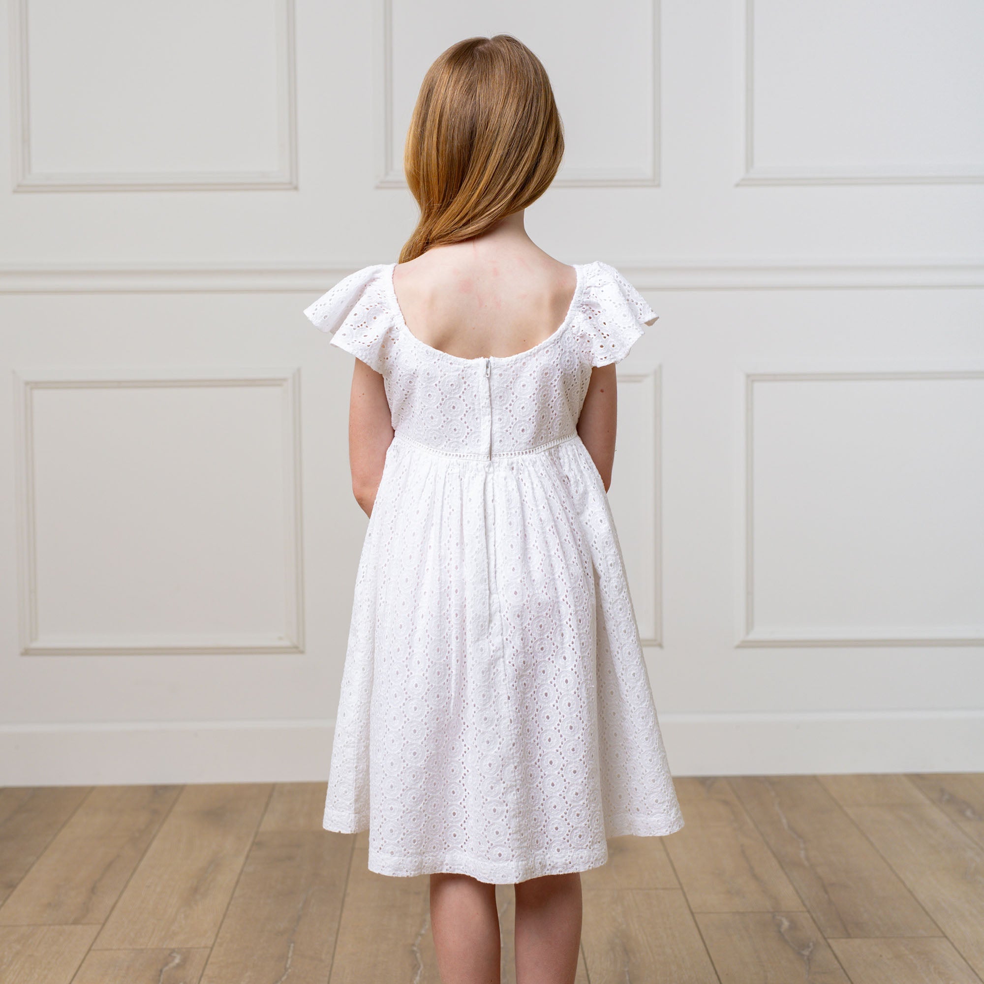 Organic Flutter Sleeve Eyelet Dress