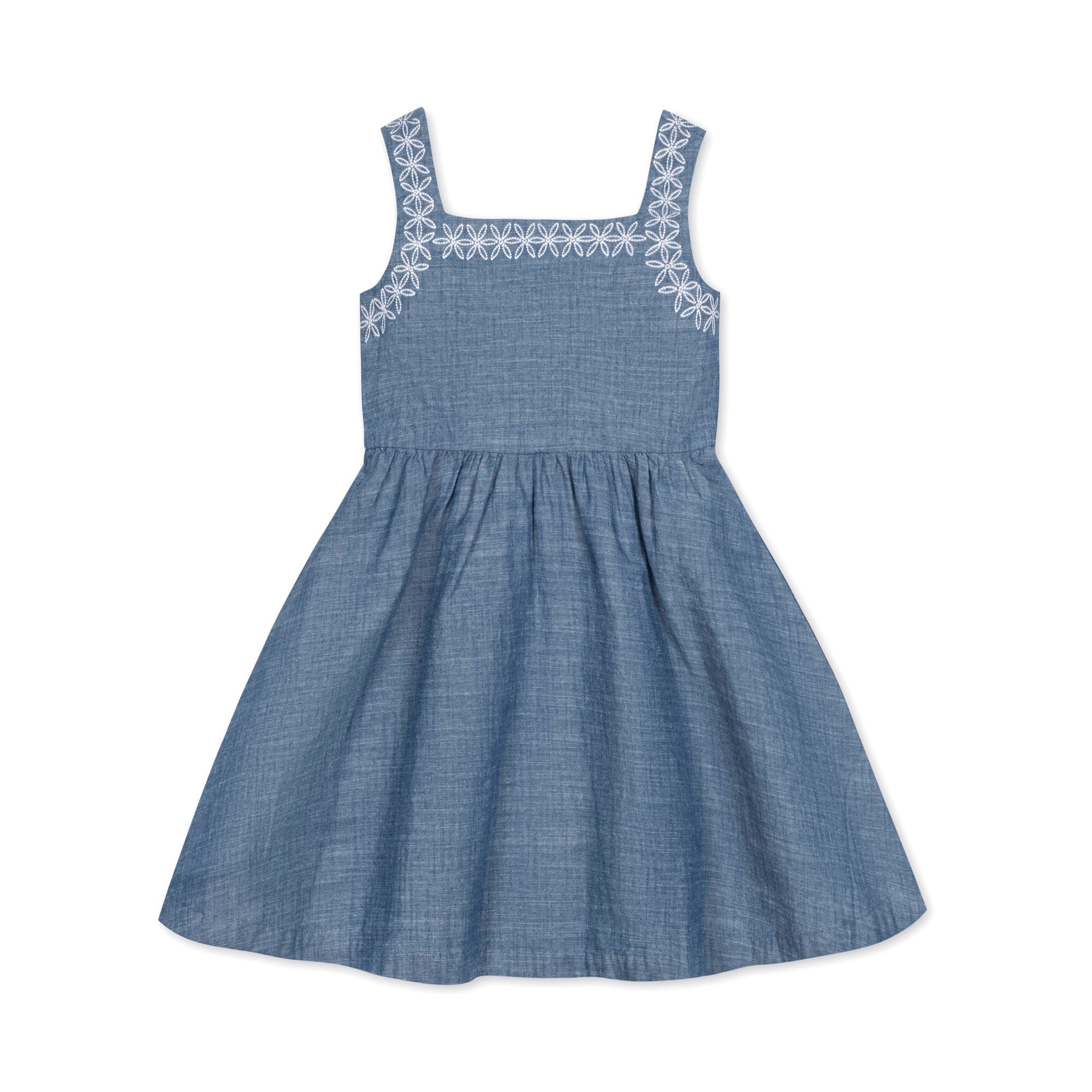 Organic Chambray Sundress with Embroidery - Baby