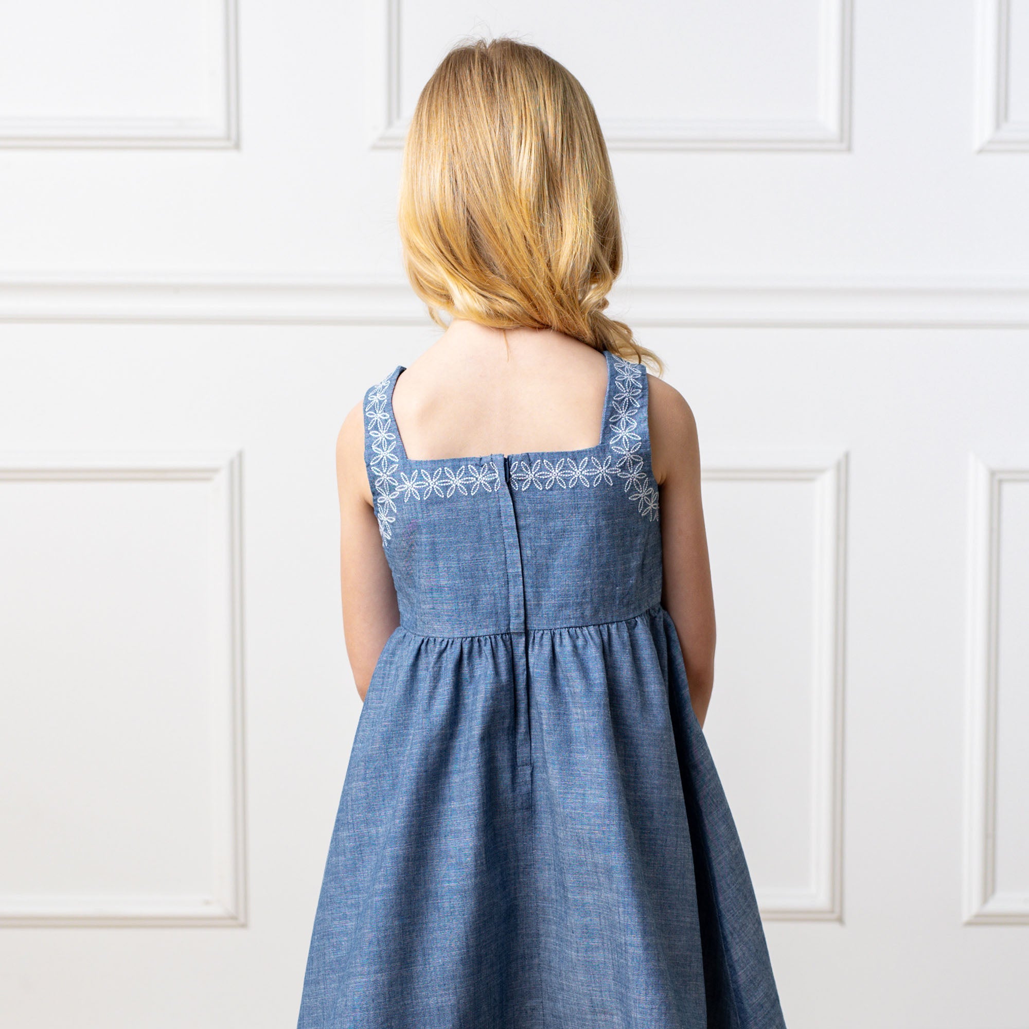Organic Chambray Sundress with Embroidery