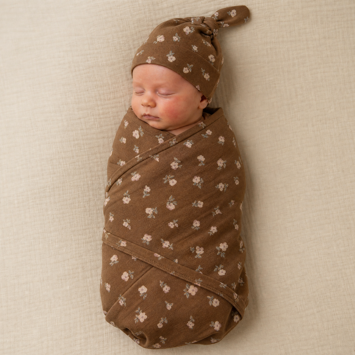 Organic Swaddle Blanket & Hat Set - Primrose