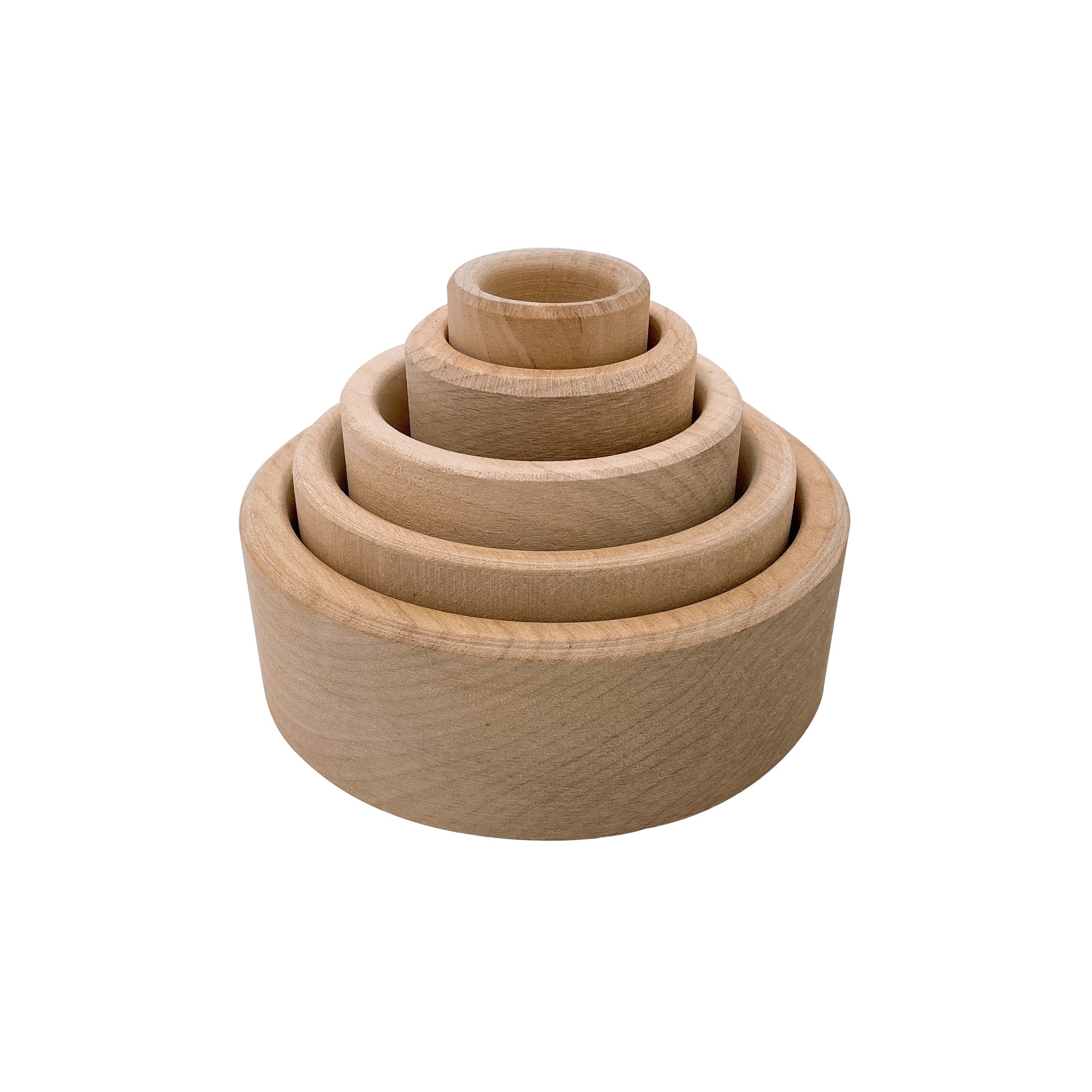 **Pre-order (Ships in 1-2 Weeks)**5 Pcs Natural Wooden Stacking & Nesting Cup Bowl Set