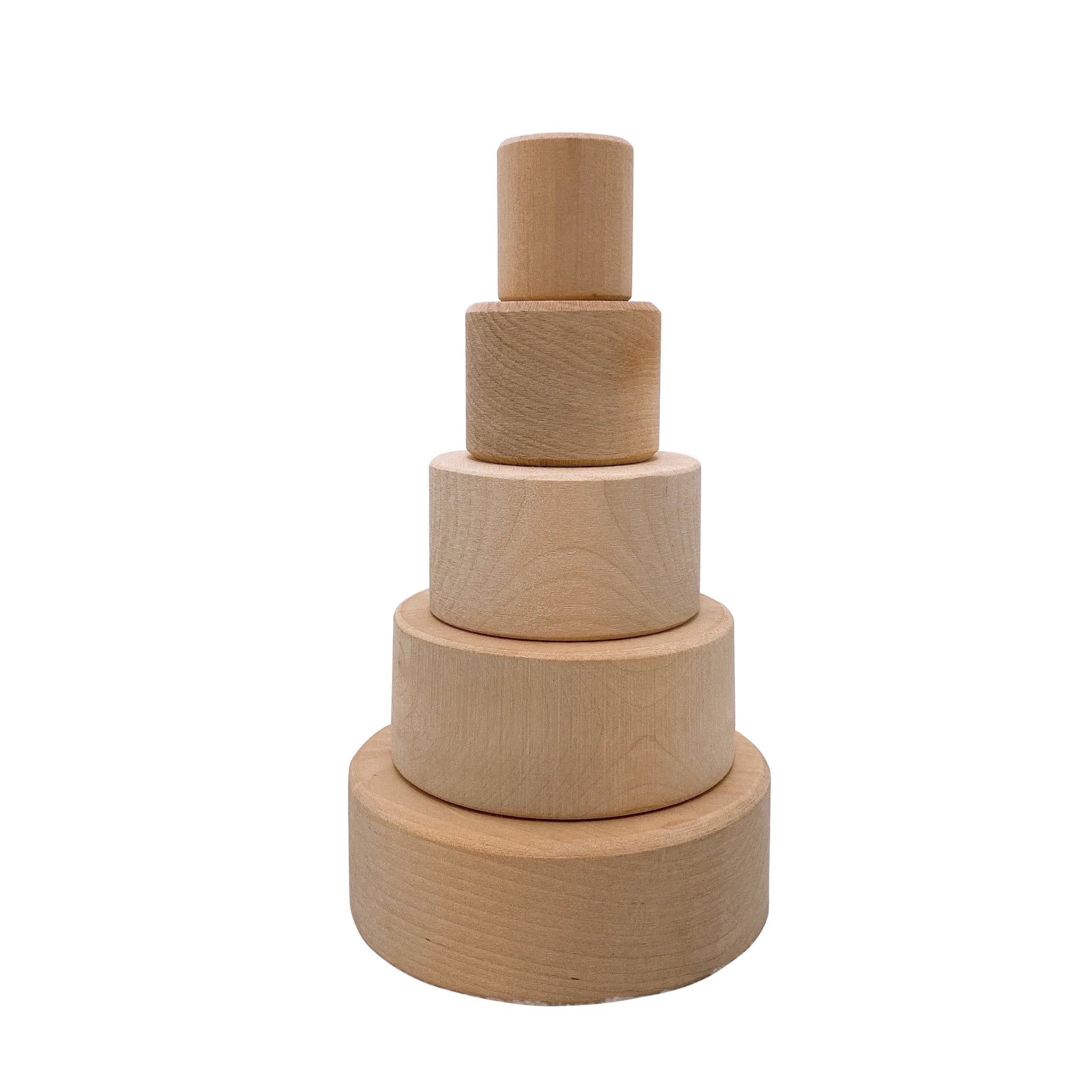**Pre-order (Ships in 1-2 Weeks)**5 Pcs Natural Wooden Stacking & Nesting Cup Bowl Set