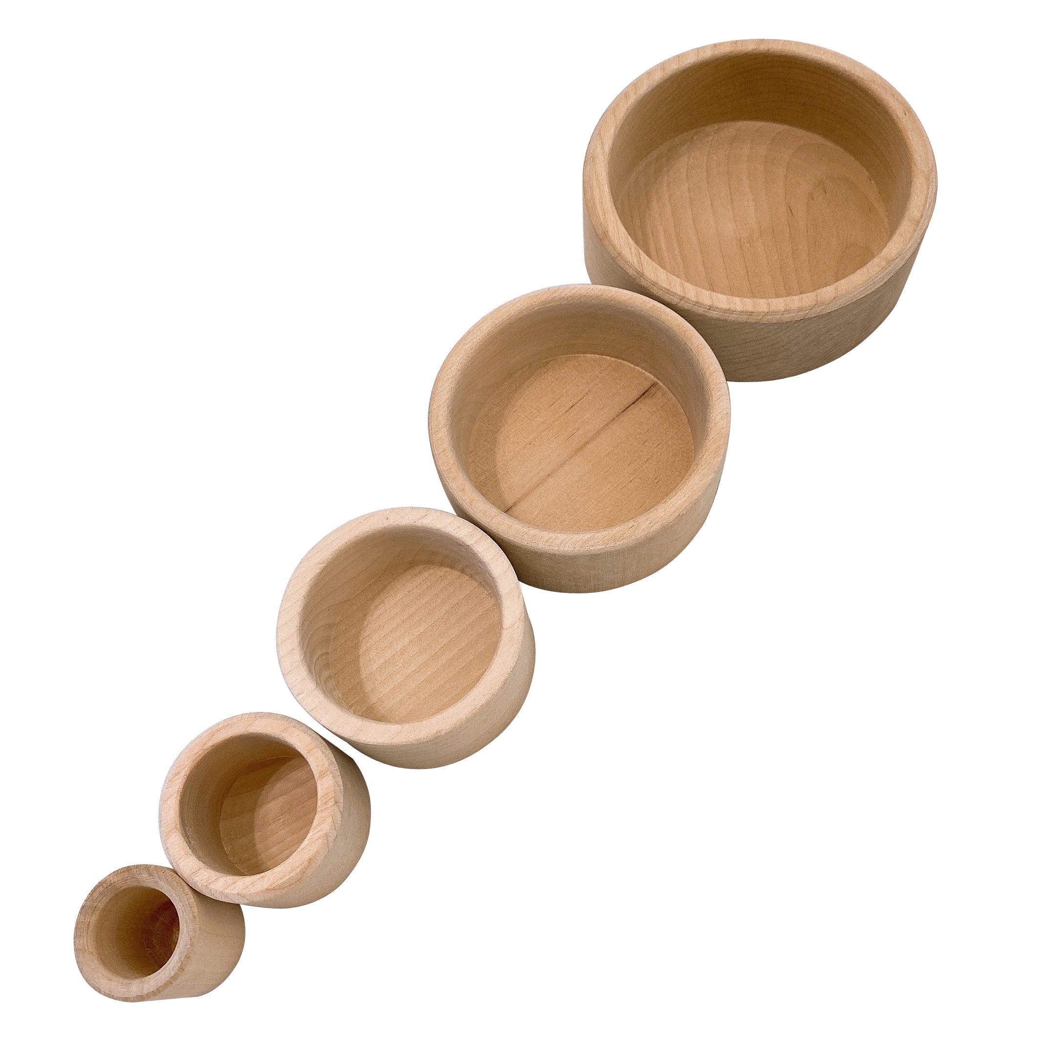 **Pre-order (Ships in 1-2 Weeks)**5 Pcs Natural Wooden Stacking & Nesting Cup Bowl Set
