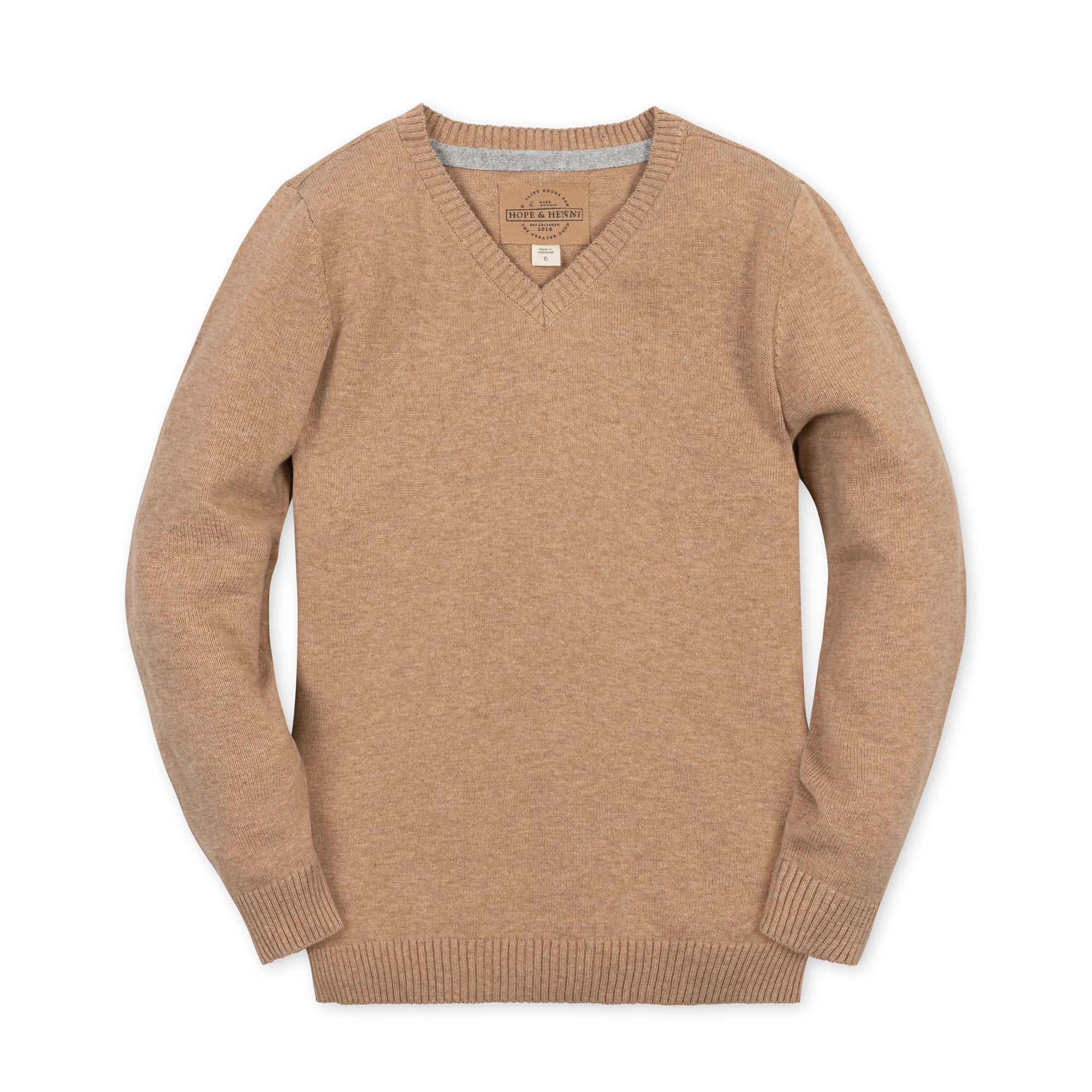Organic V-Neck Sweater with Elbow Patches