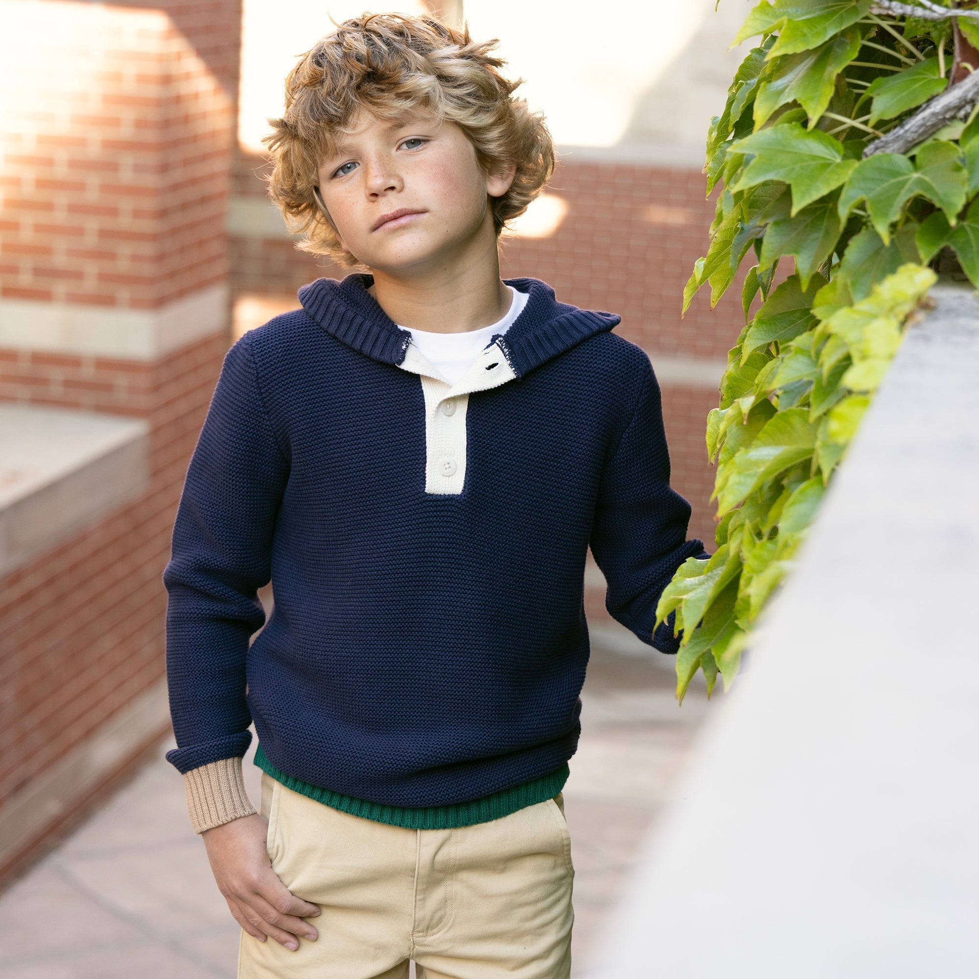 Organic Henley Sweater Hoodie