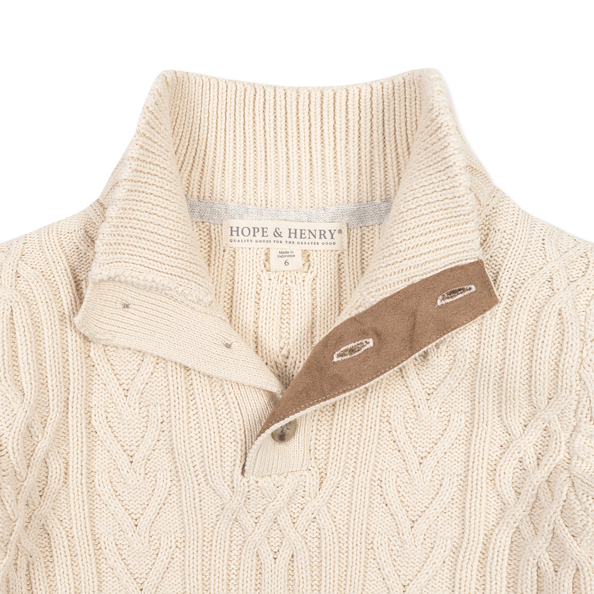 Organic Mock Neck Cable Sweater