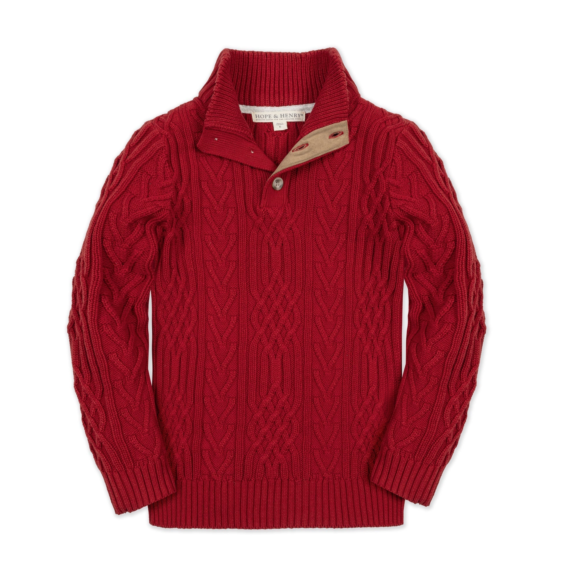 Organic Mock Neck Cable Sweater