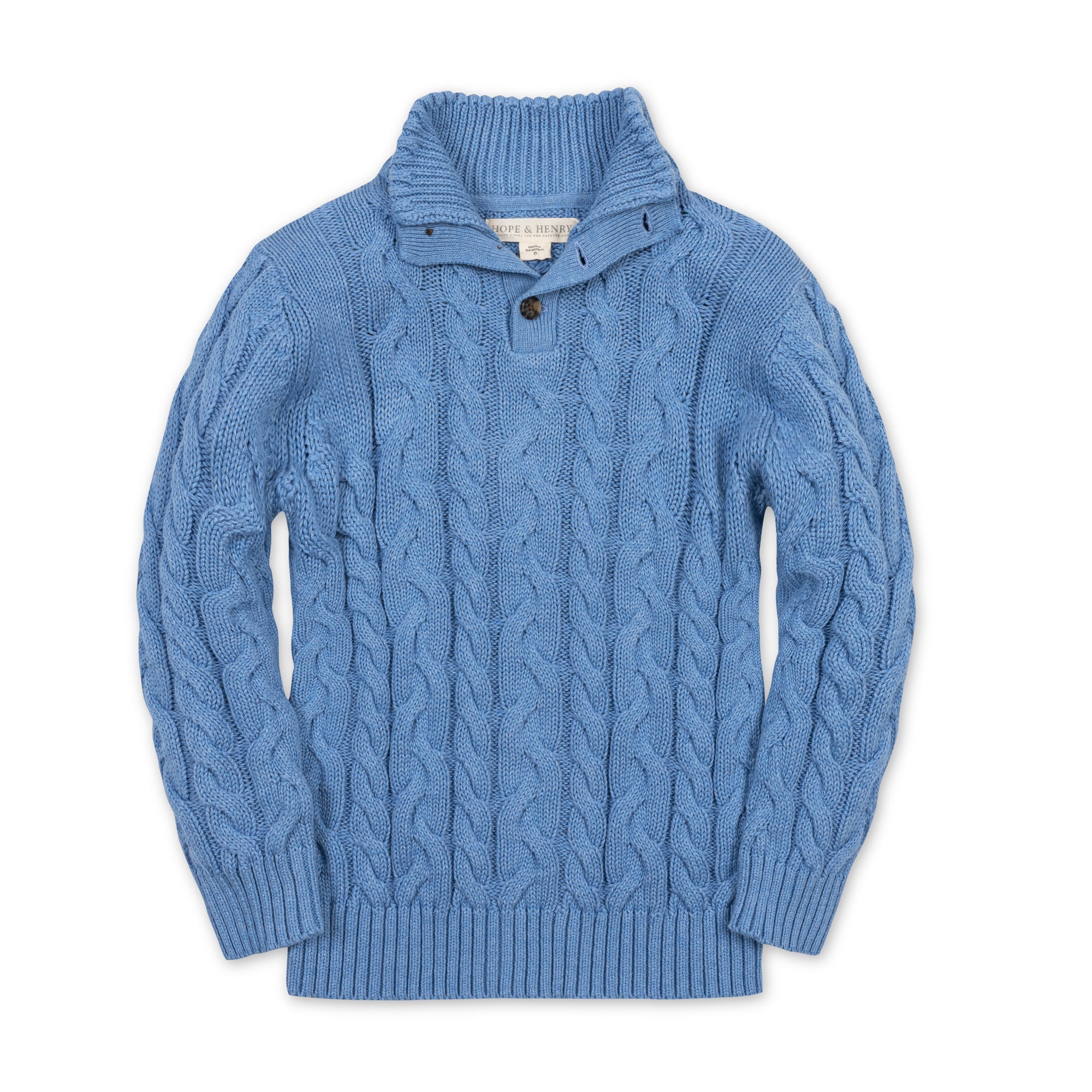Organic Mock Neck Cable Sweater