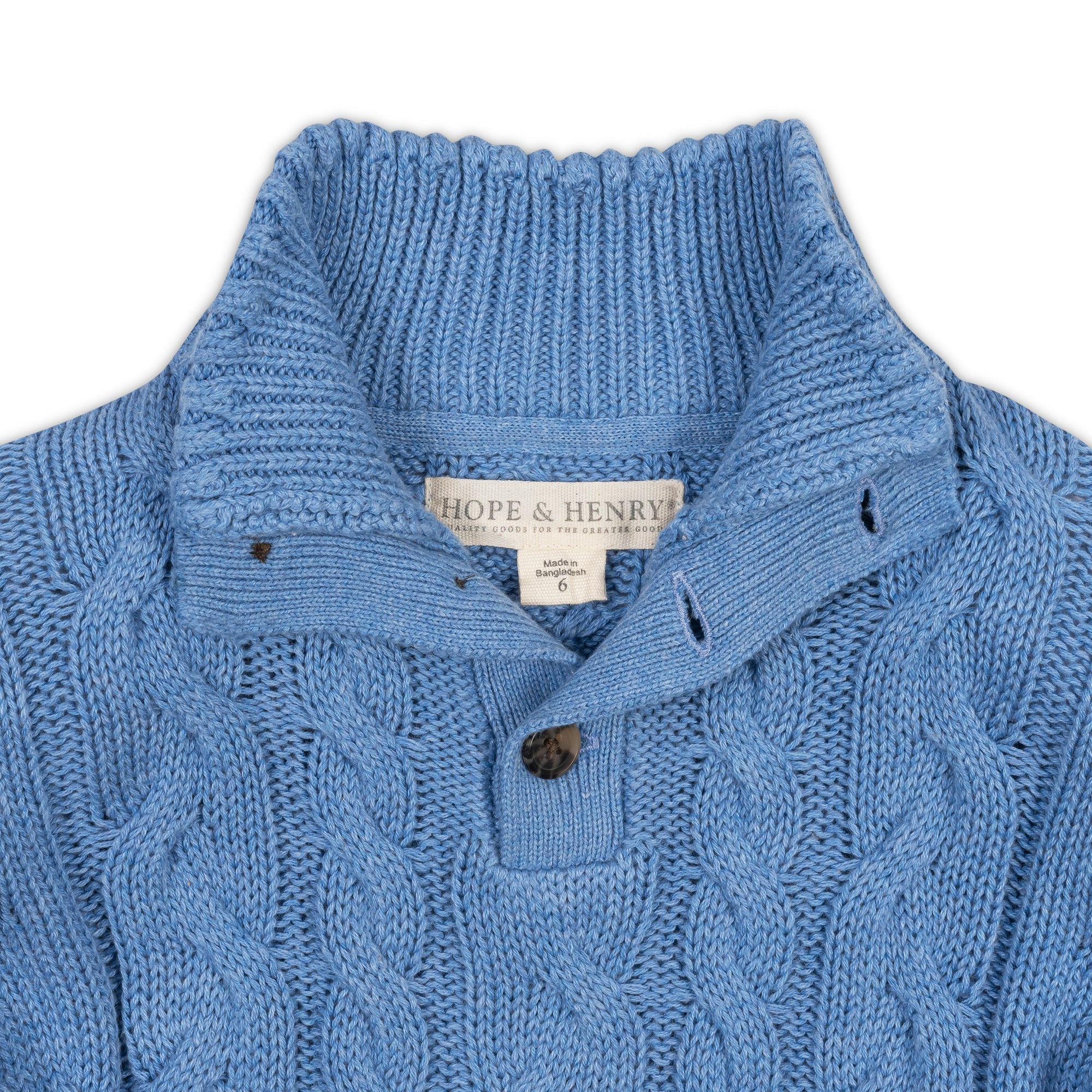 Organic Mock Neck Cable Sweater
