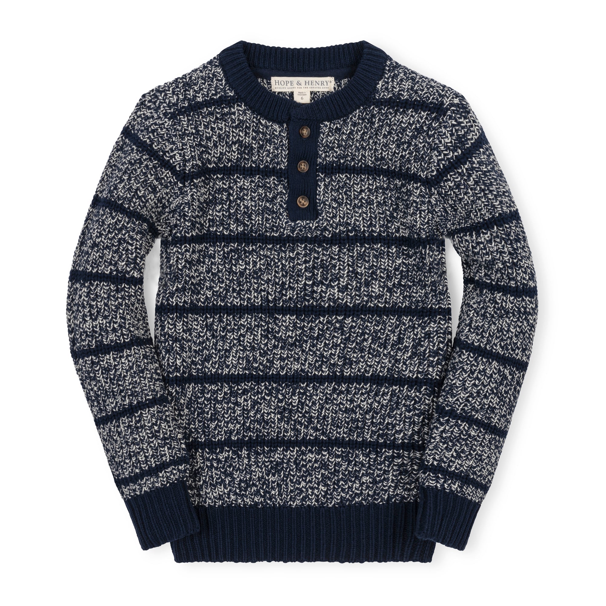 Organic Sweater Henley with Elbow Patches